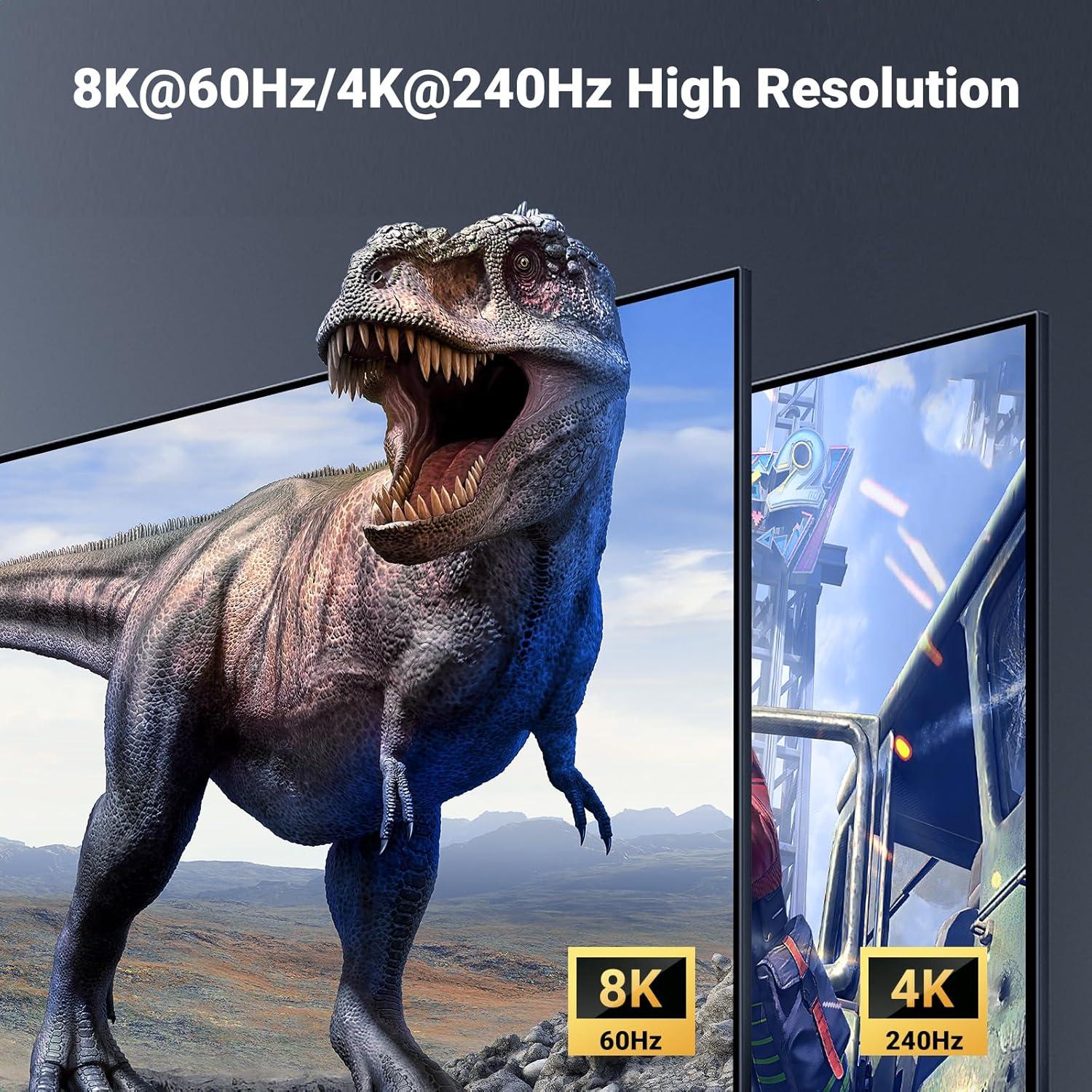 Interruptor KVM UGREEN DisplayPort 8K 2 en 1 con 4 USB 3.0