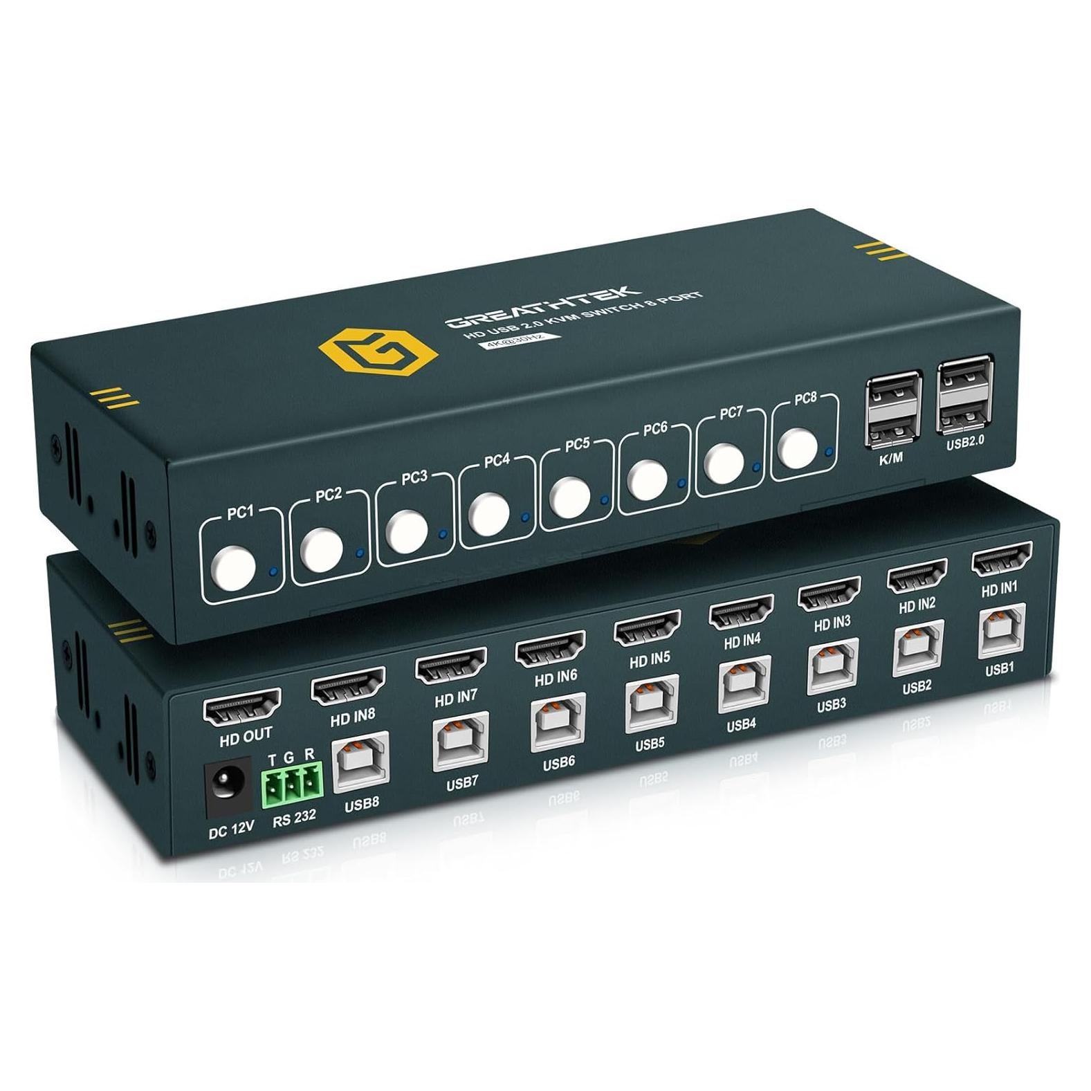 Interruptor KVM HDMI 8 Puertos GREATHTEK H-S7811 4K@30Hz
