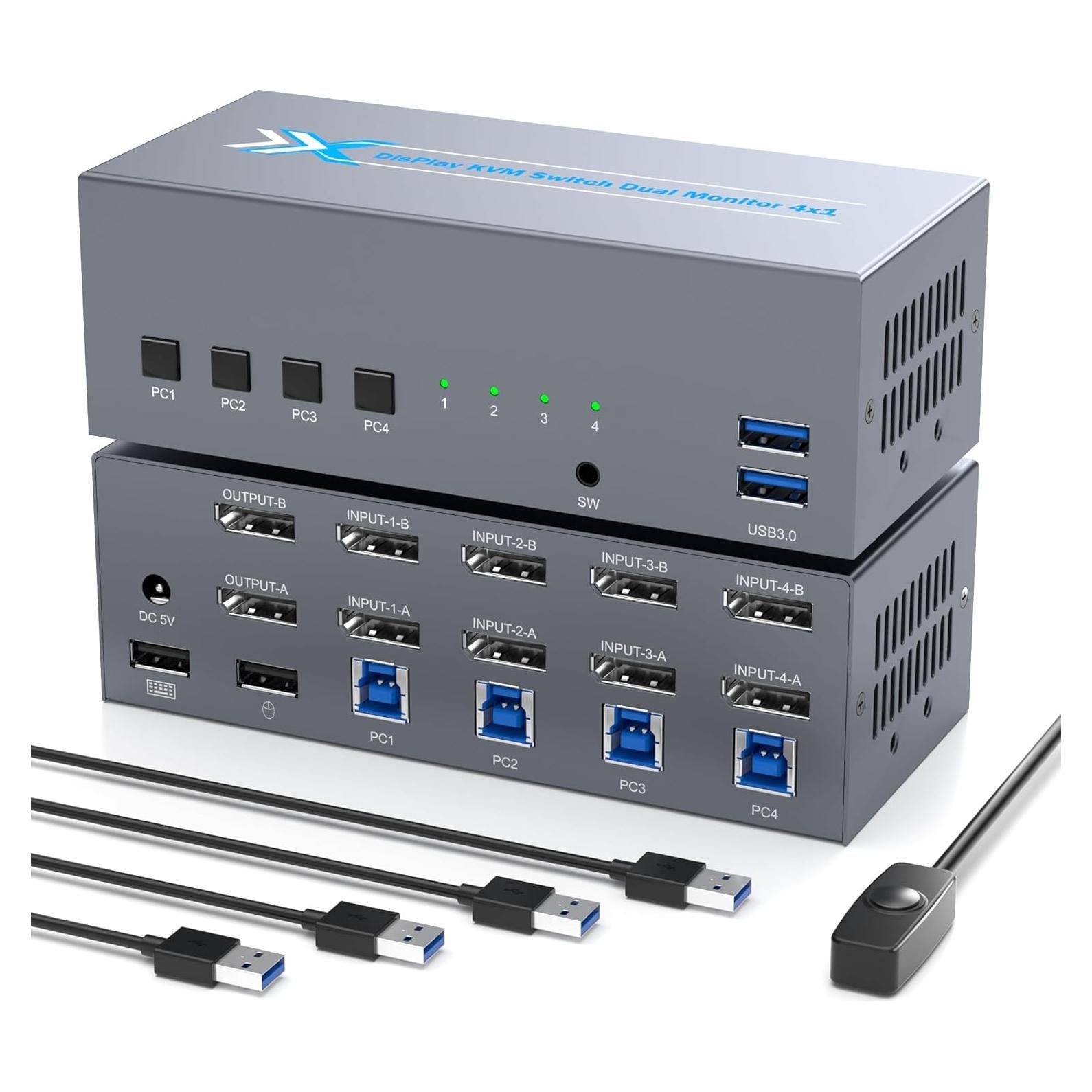 Interruptor KVM DisplayPort 8K@60Hz AlgoX para 2 Monitores