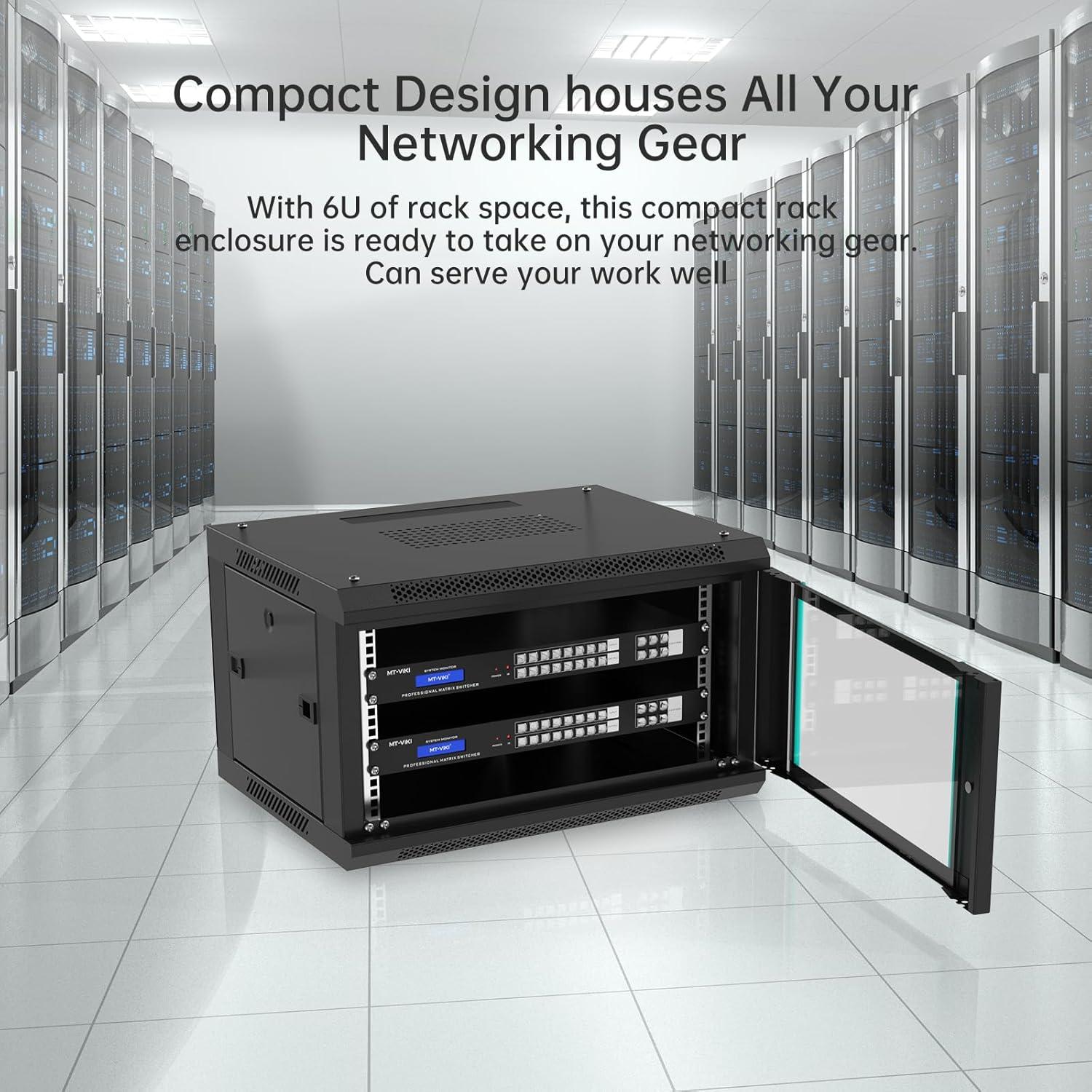 Interruptor KVM VGA 8 Puertos MT-VIKI + Gabinete Pared 6U