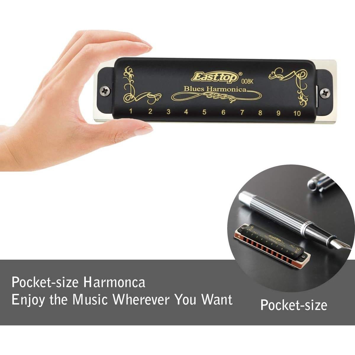 Armónica Diatónica East Top 10 Agujeros Clave de A Negra