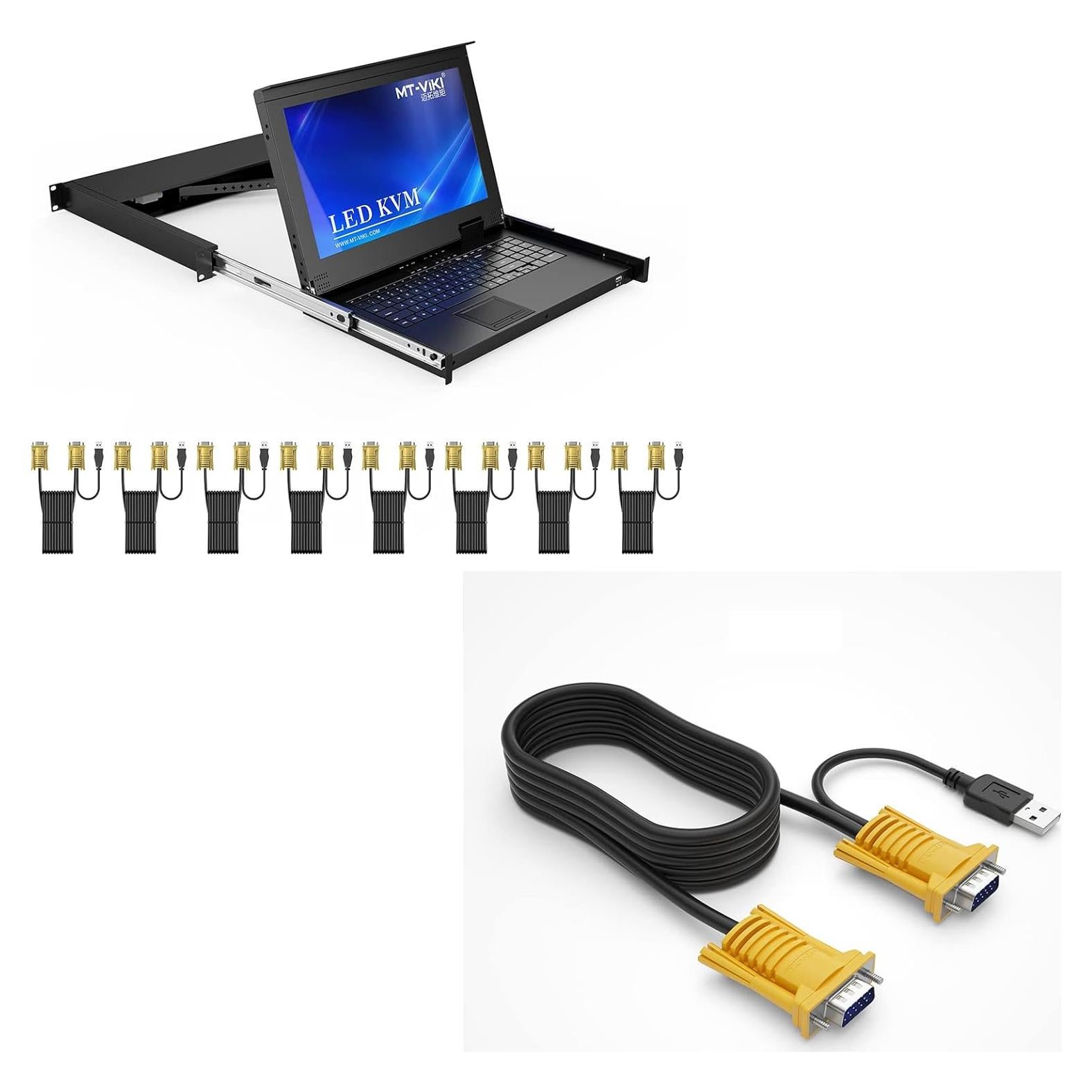 Consola KVM VGA 8 Puertos MT-VIKI + Cable 3.05m Negro