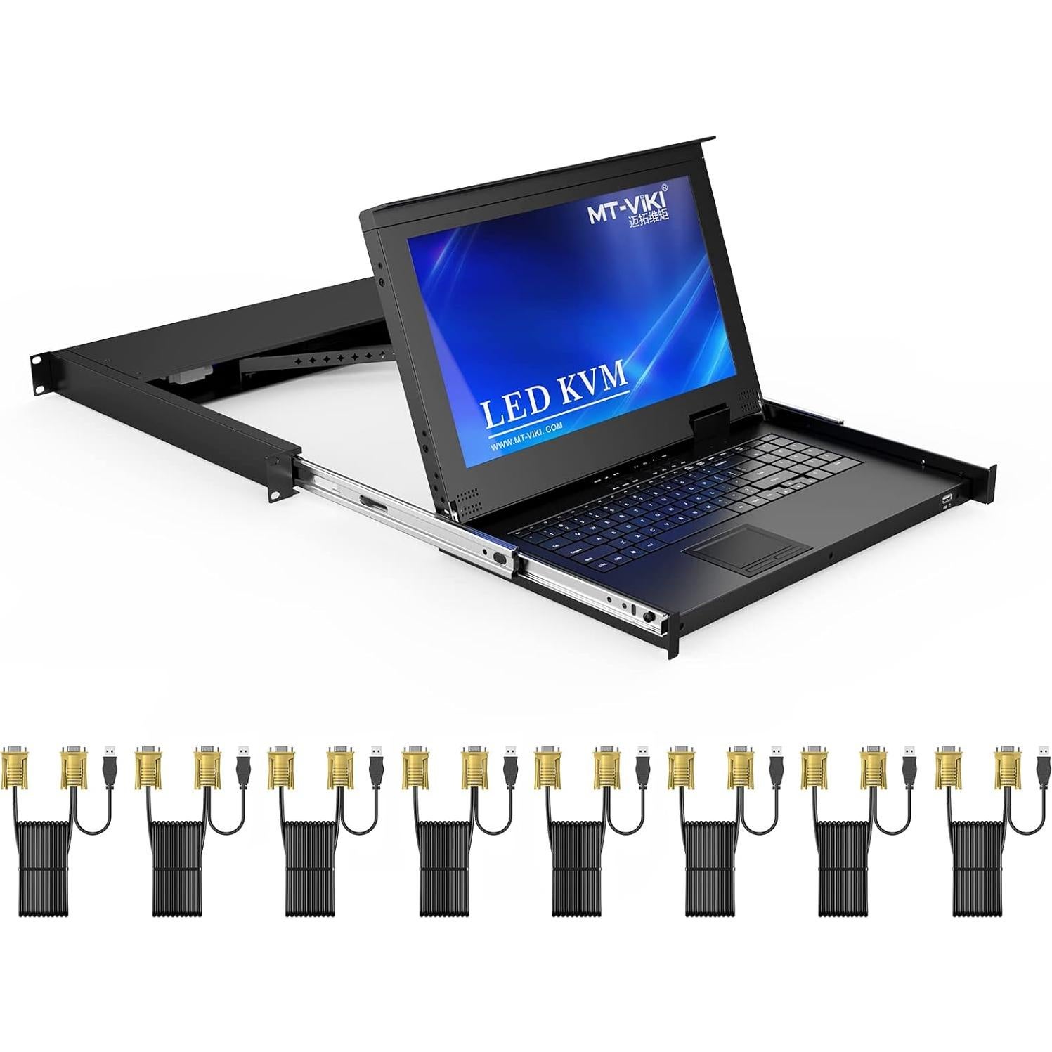 Consola KVM VGA 8 Puertos MT-VIKI + Cable 3.05m Negro