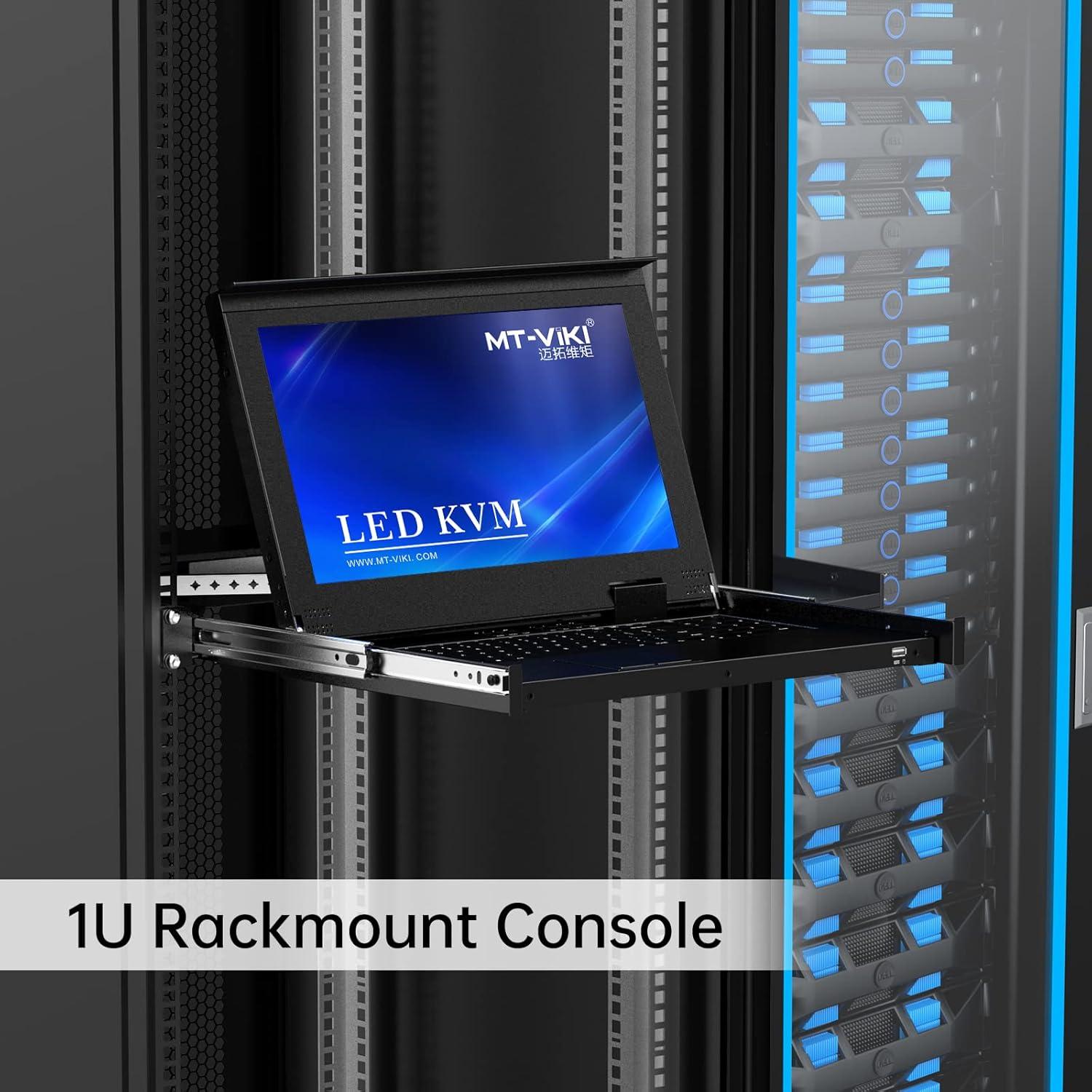 Consola KVM VGA 8 Puertos MT-VIKI + Cable 3.05m Negro