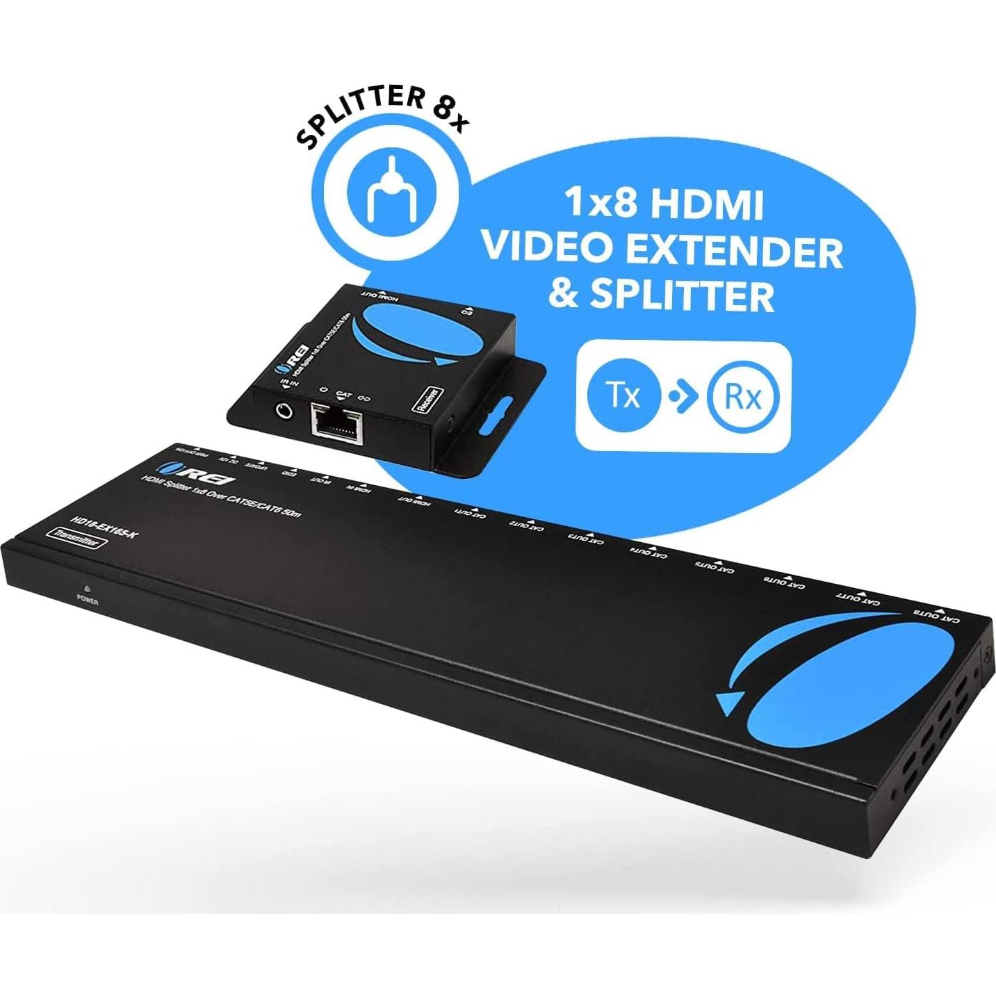 OREI Extensor HDMI 1x8 sobre Cat6/7 hasta 50.29m 1080P