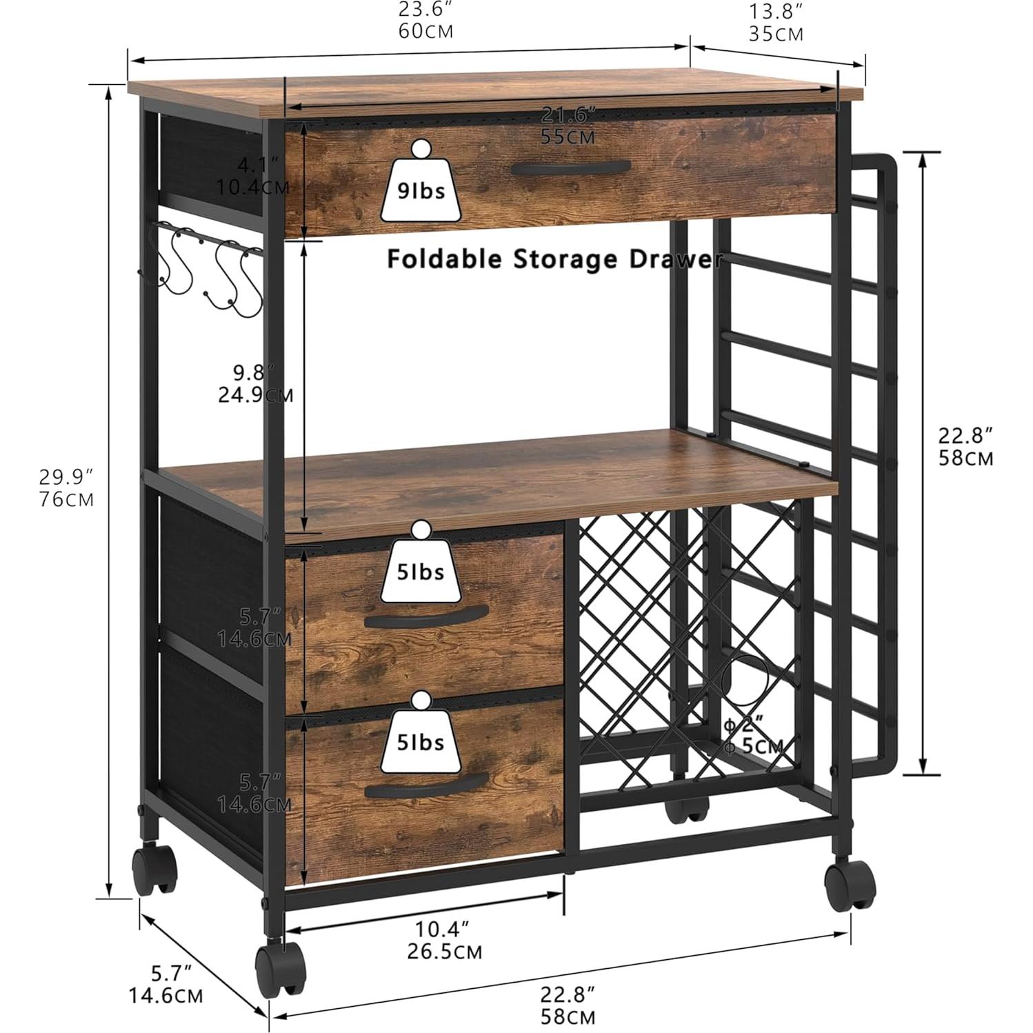 Storage Cart Compatible with Cricut Machines Stand Cutting Machine Stand with Drawers and Vinyl Roll Holder Rolling Craft Cabinet Table for Cricut Craft Workstation (Rustic Brown)