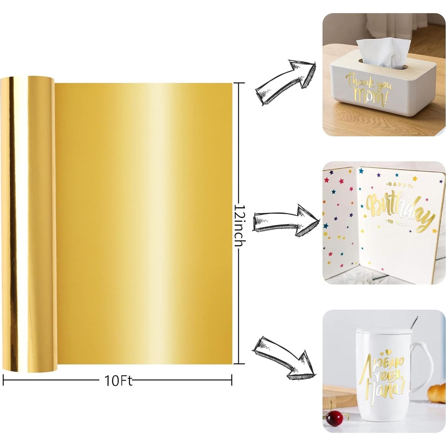 Vinilo Adhesivo Metálico Prime Vinyl Dorado Cromado 3.05 m