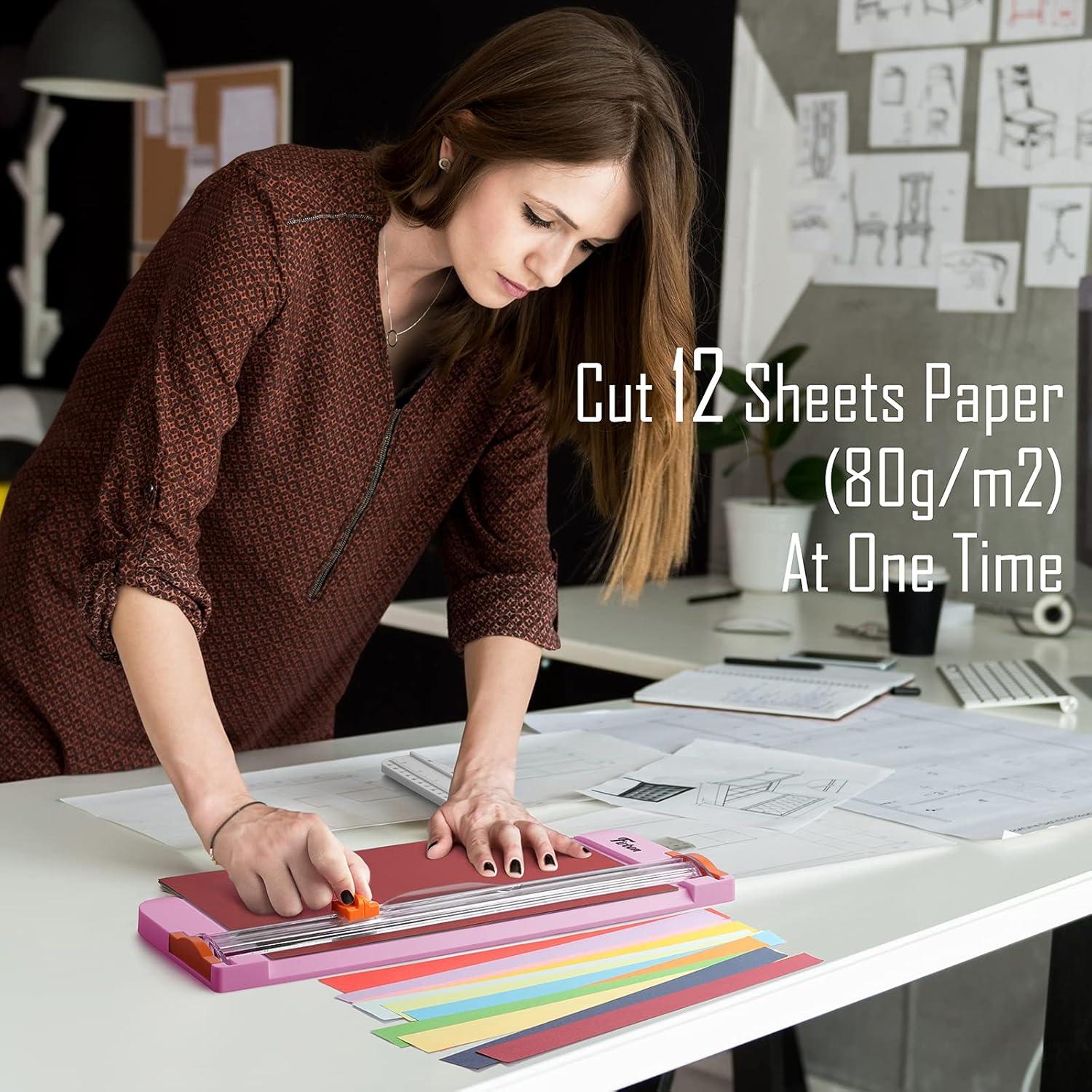 Cortadora de Papel Firbon A4 30 cm Rosa con Regla Lateral