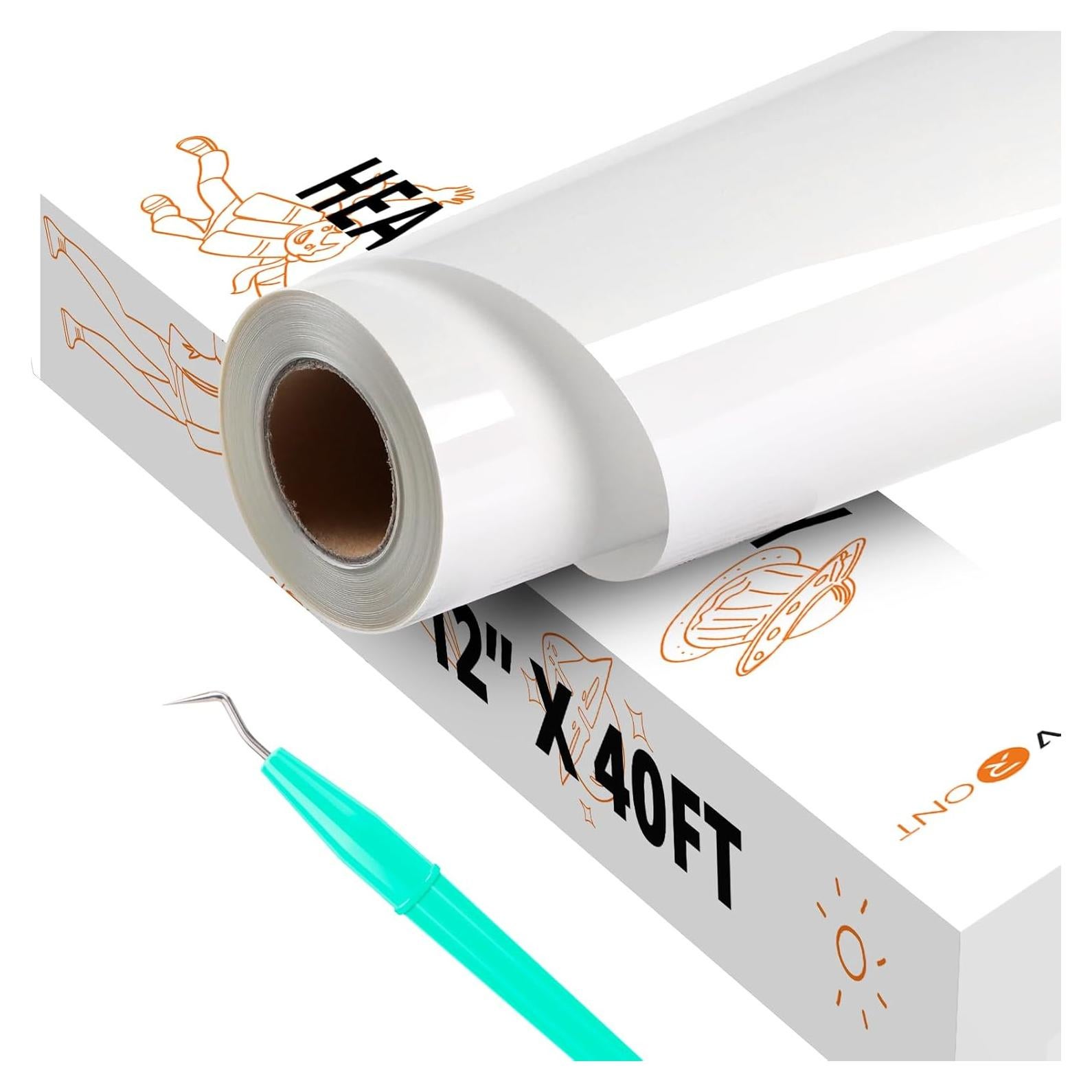 Vinilo de Transferencia de Calor HTVRONT Blanco 30.48cm x 12.19m