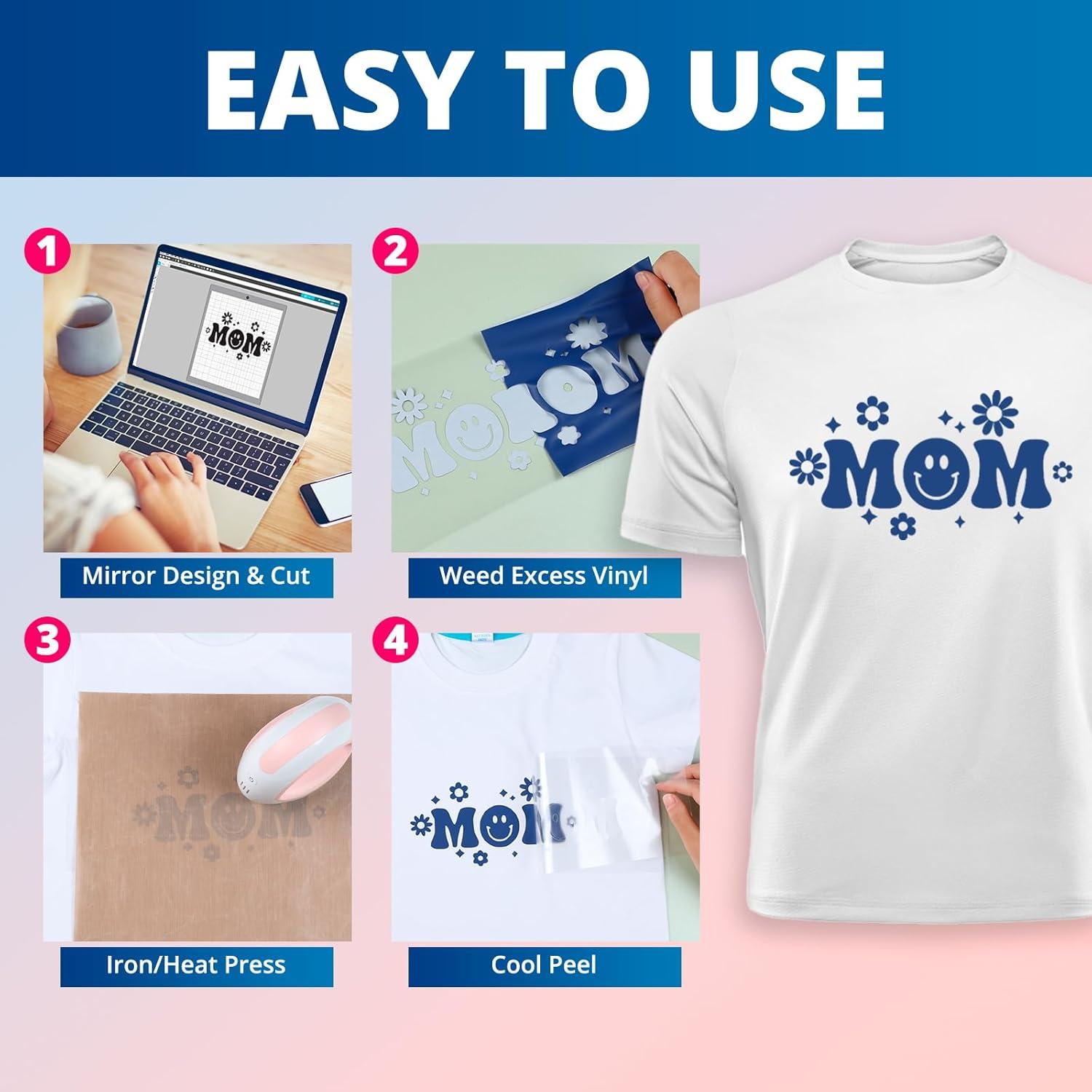 Vinilo de Transferencia de Calor HTVRONT Blanco 30.48cm x 12.19m