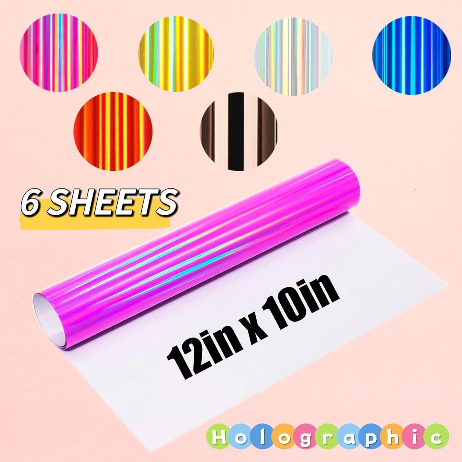 Vinilo de Transferencia de Calor Holográfico LUKGELYAM 6 Piezas