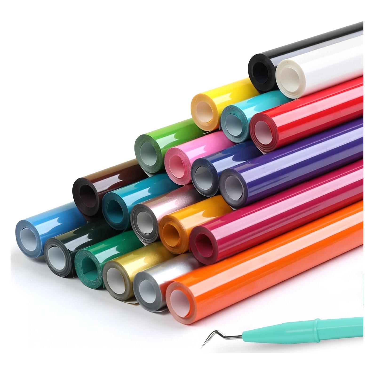 Paquete de Vinilo de Transferencia de Calor HTVRONT 20 Colores 30.48 x 91.44 cm