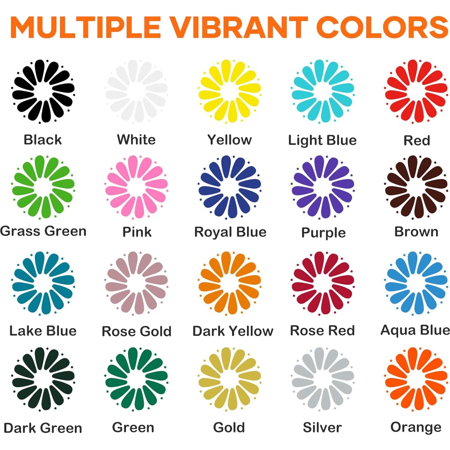 Paquete de Vinilo de Transferencia de Calor HTVRONT 20 Colores 30.48 x 91.44 cm