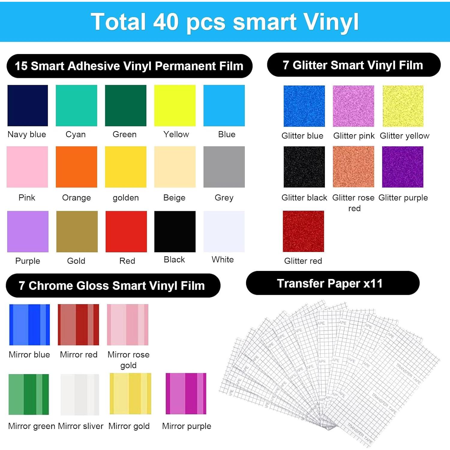 Vinilo Adhesivo Permanente MeYuxg 40 Hojas 14x30.5cm Colores