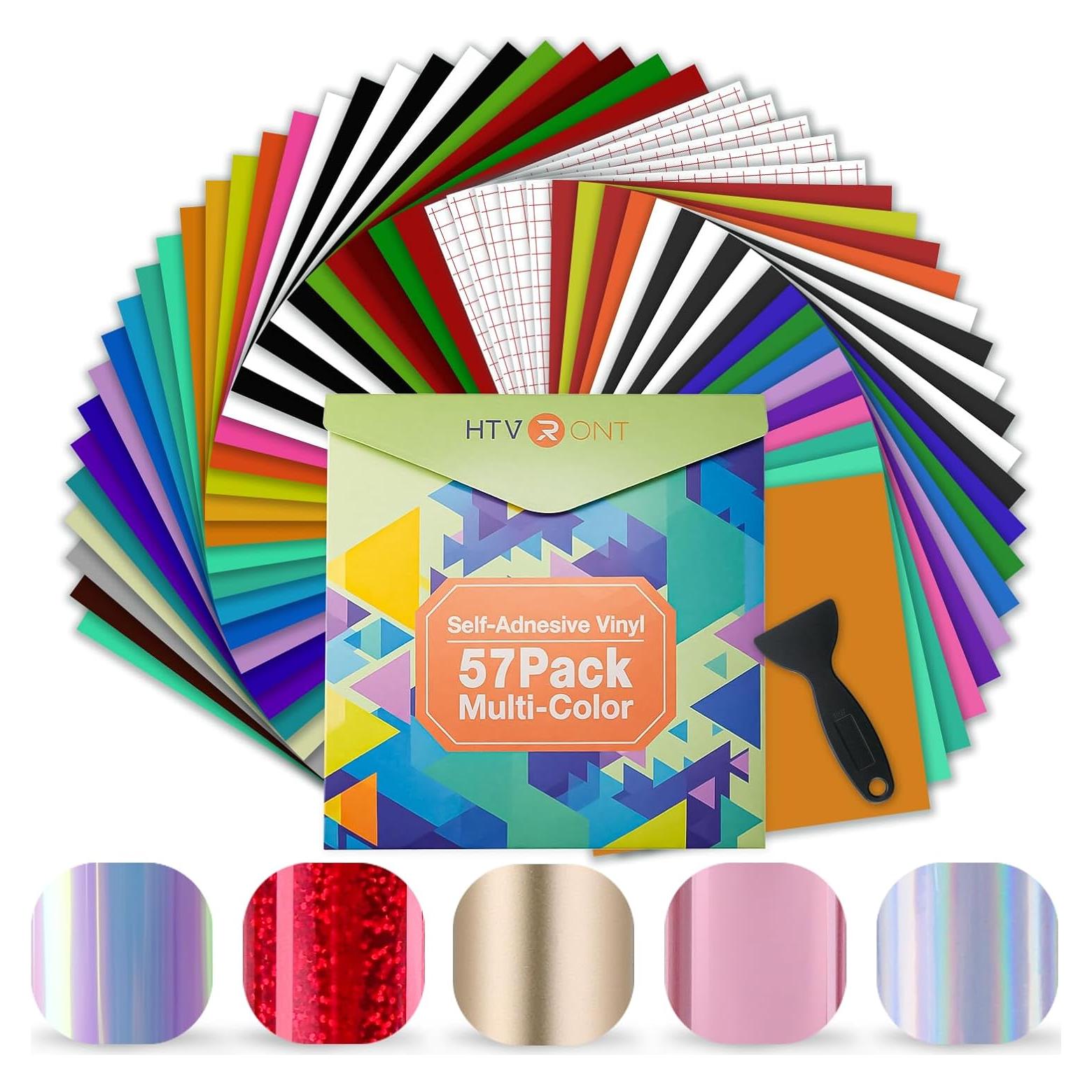 Vinilo Permanente HTVRONT 57 Hojas 30.48x30.48cm para Cricut