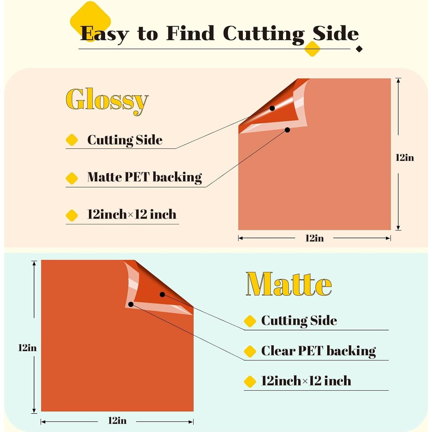 Vinilo Permanente HTVRONT 57 Hojas 30.48x30.48cm para Cricut