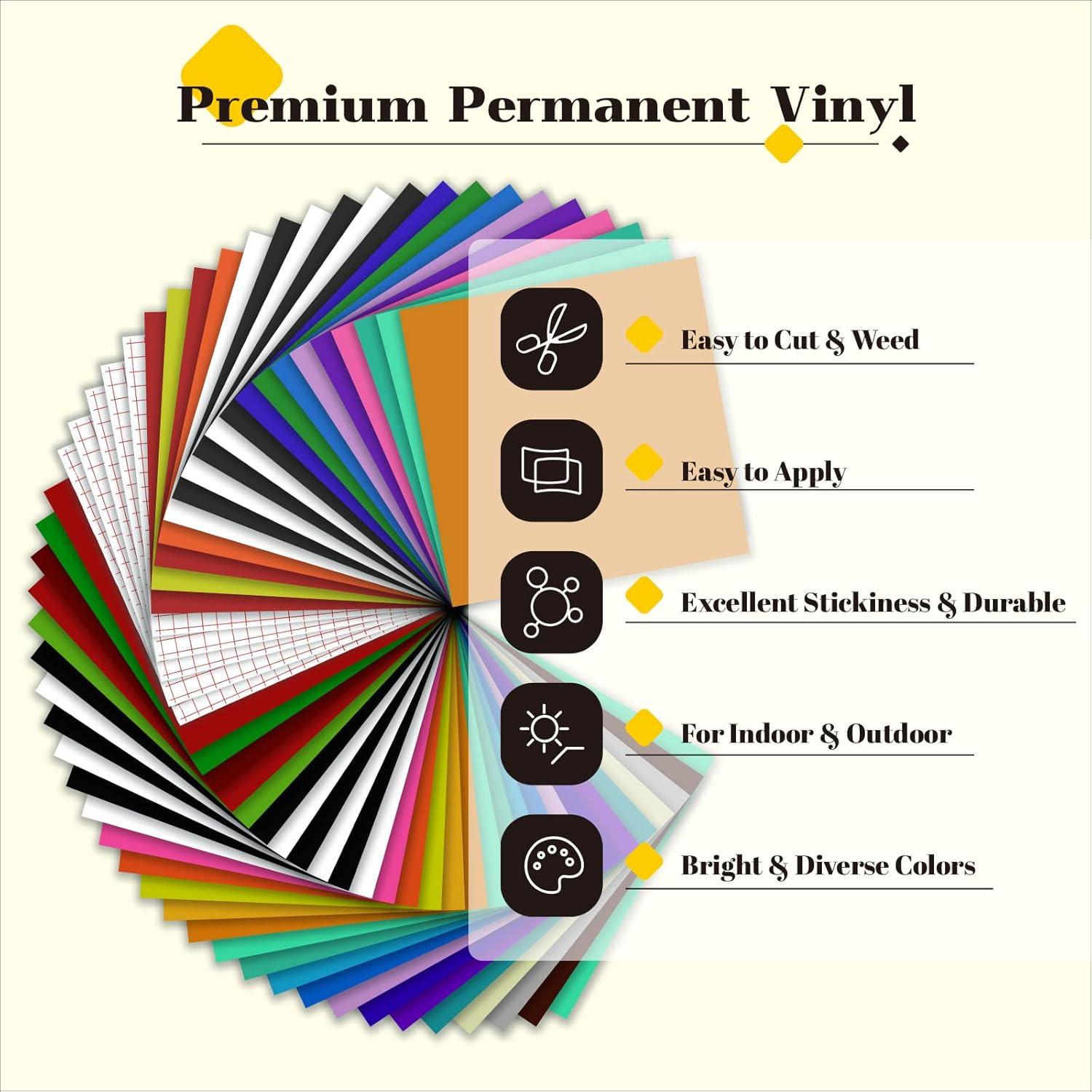 Vinilo Permanente HTVRONT 57 Hojas 30.48x30.48cm para Cricut