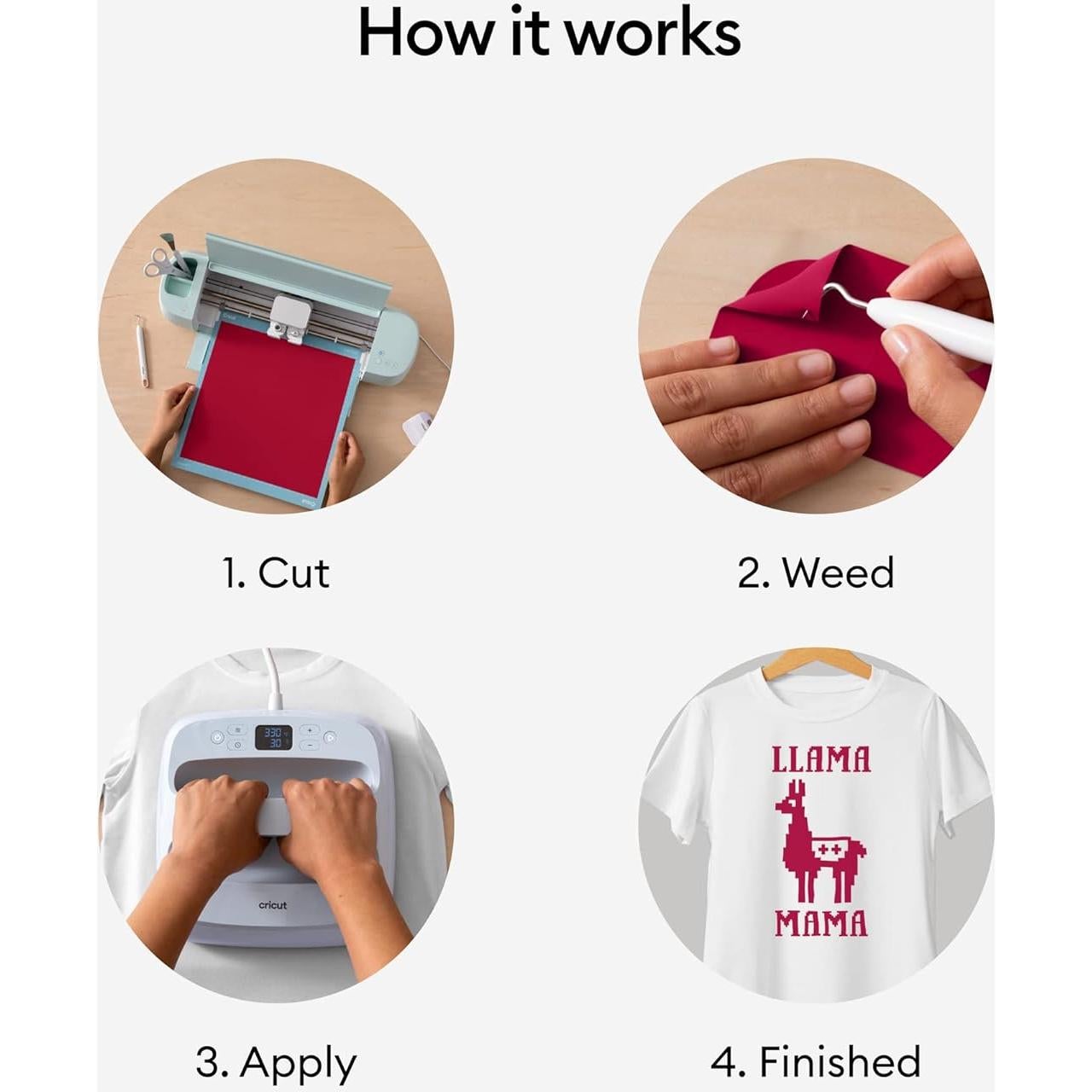 Vinilo de Transferencia Térmica Cricut Smart Iron On Rojo 3 Rollos