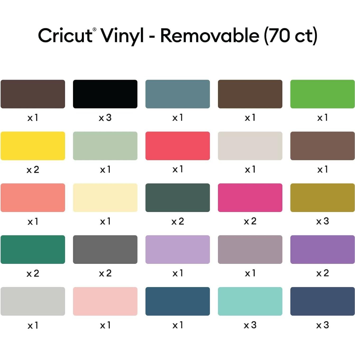 Vinilo Removible Cricut 70 Hojas 30.48x30.48 cm Multicolor