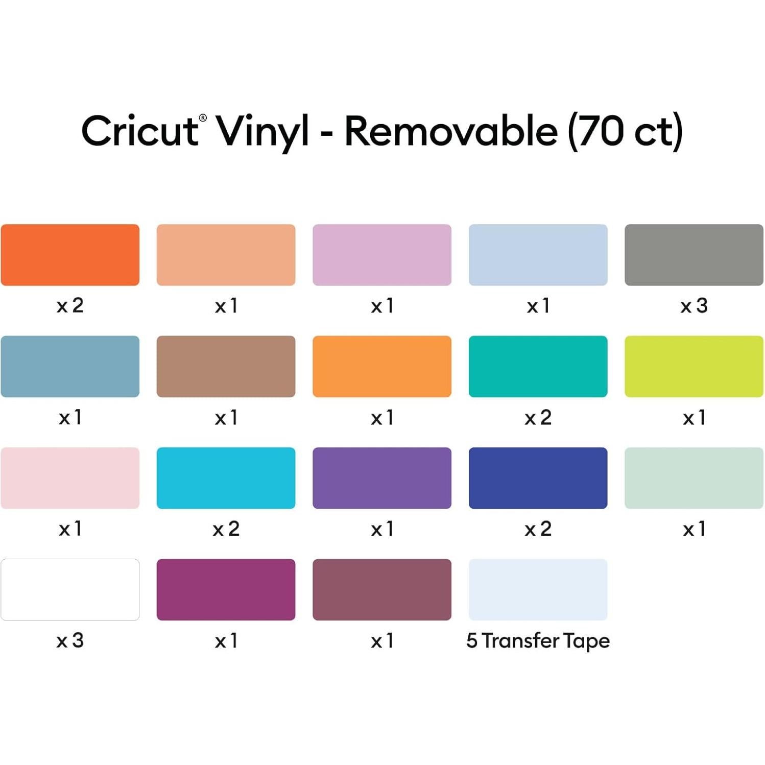 Vinilo Removible Cricut 70 Hojas 30.48x30.48 cm Multicolor