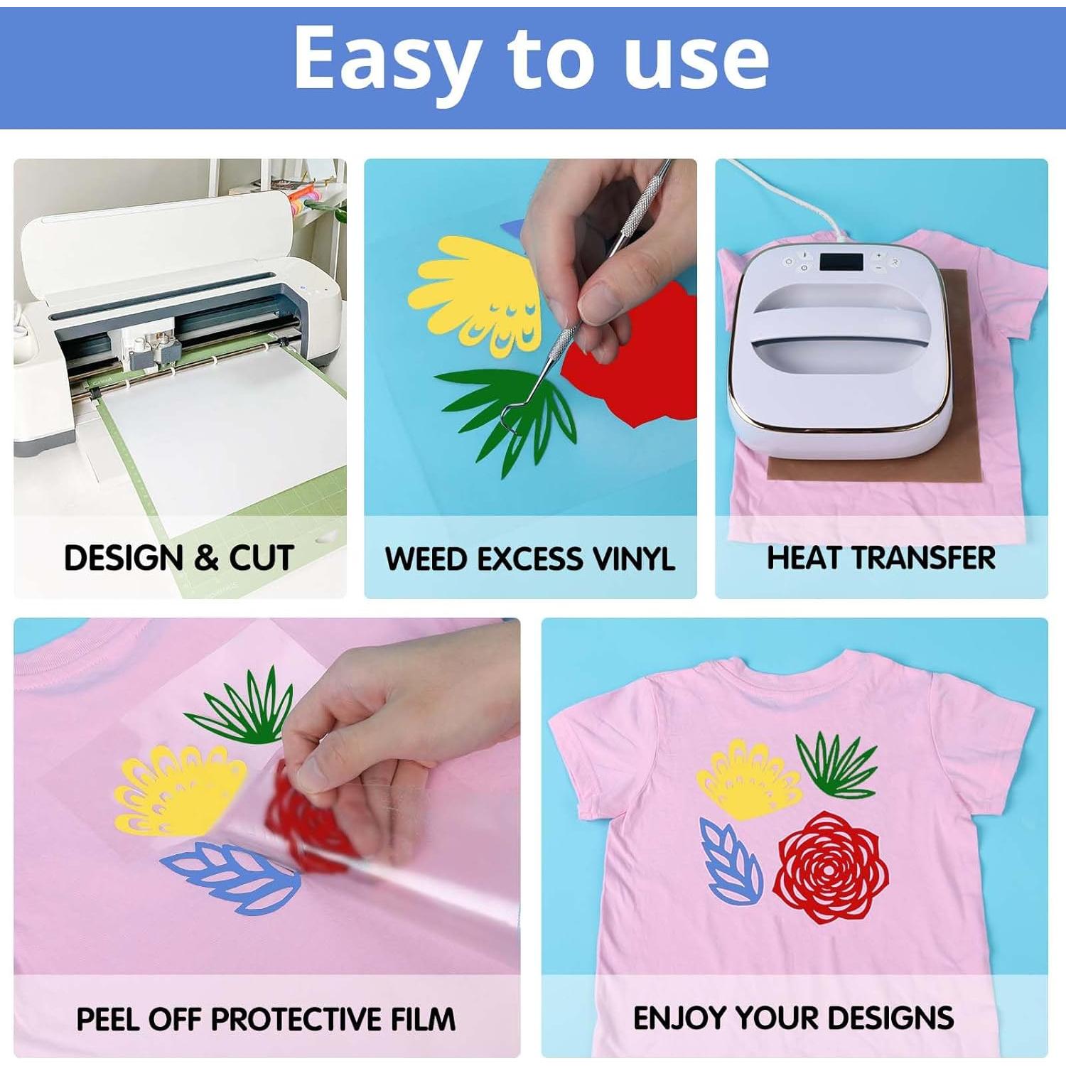 Paquete de Vinilo de Transferencia de Calor HTVRONT 47 Piezas 30x25 cm