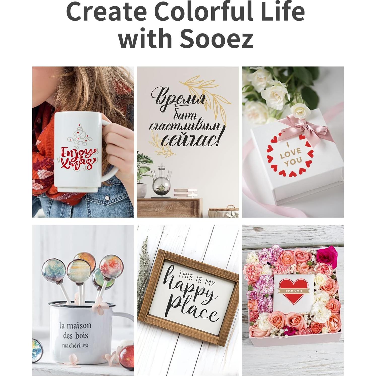 Vinilo Adhesivo Permanente Sooez 20 Hojas 30.5x30.5cm Multicolor