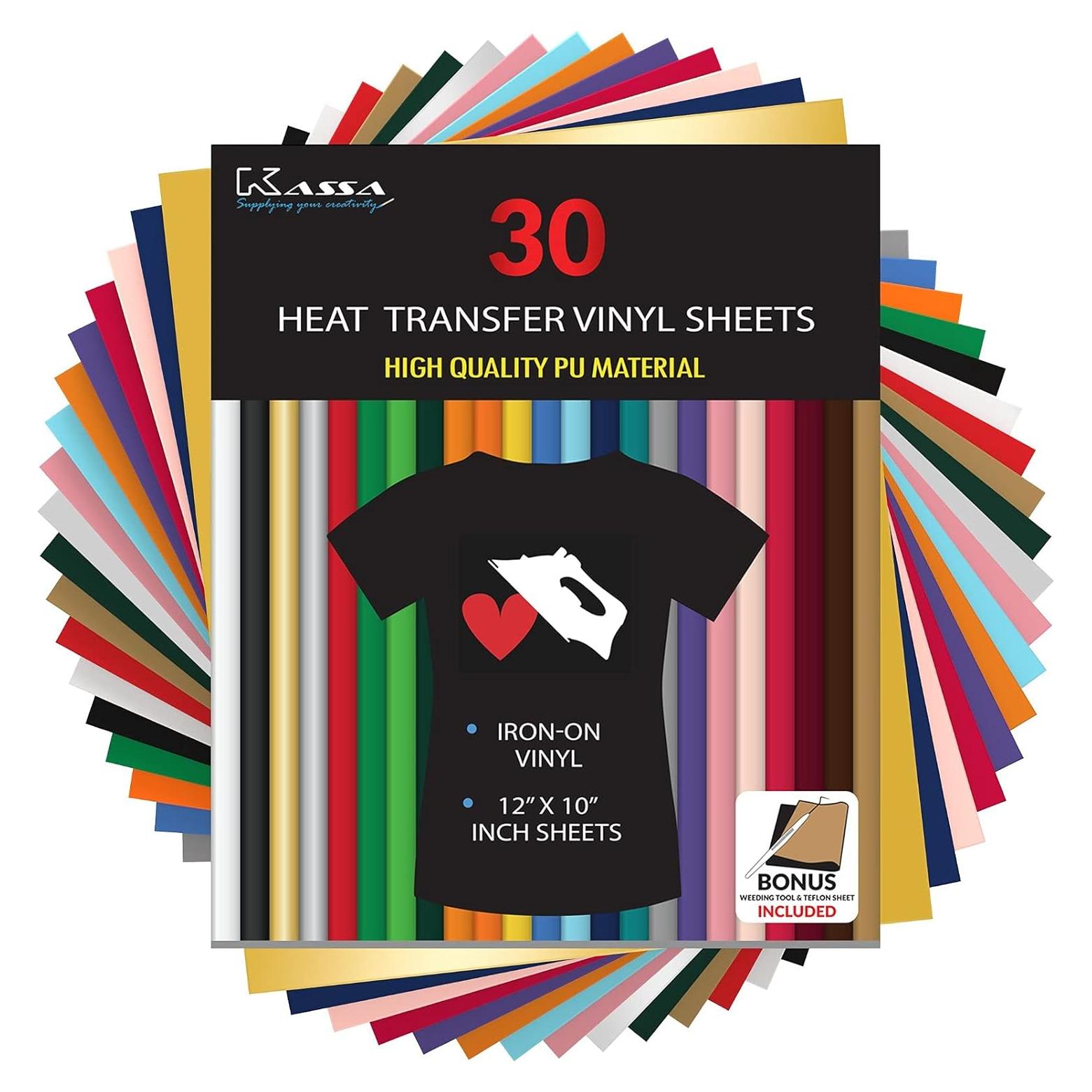 Hojas de Vinilo de Transferencia de Calor Kassa 30 Piezas 30x25 cm