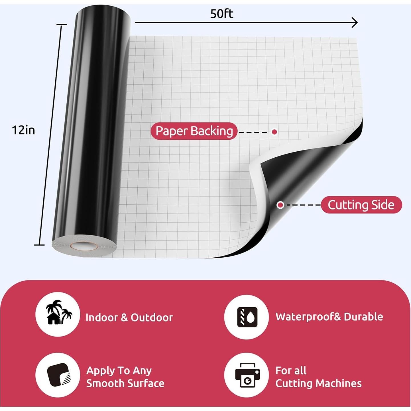 Rollo de Vinilo Adhesivo Permanente Negro Oncil 30.48cm x 15.24m