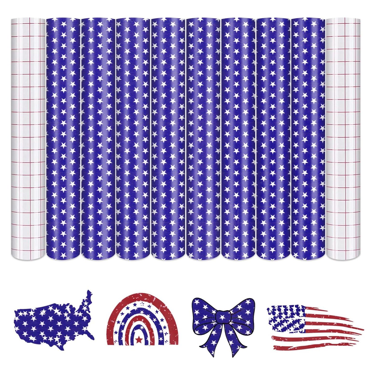 Vinilo Adhesivo Permanente Tintnut - 8 Hojas Bandera Americana 30.48x25.4cm