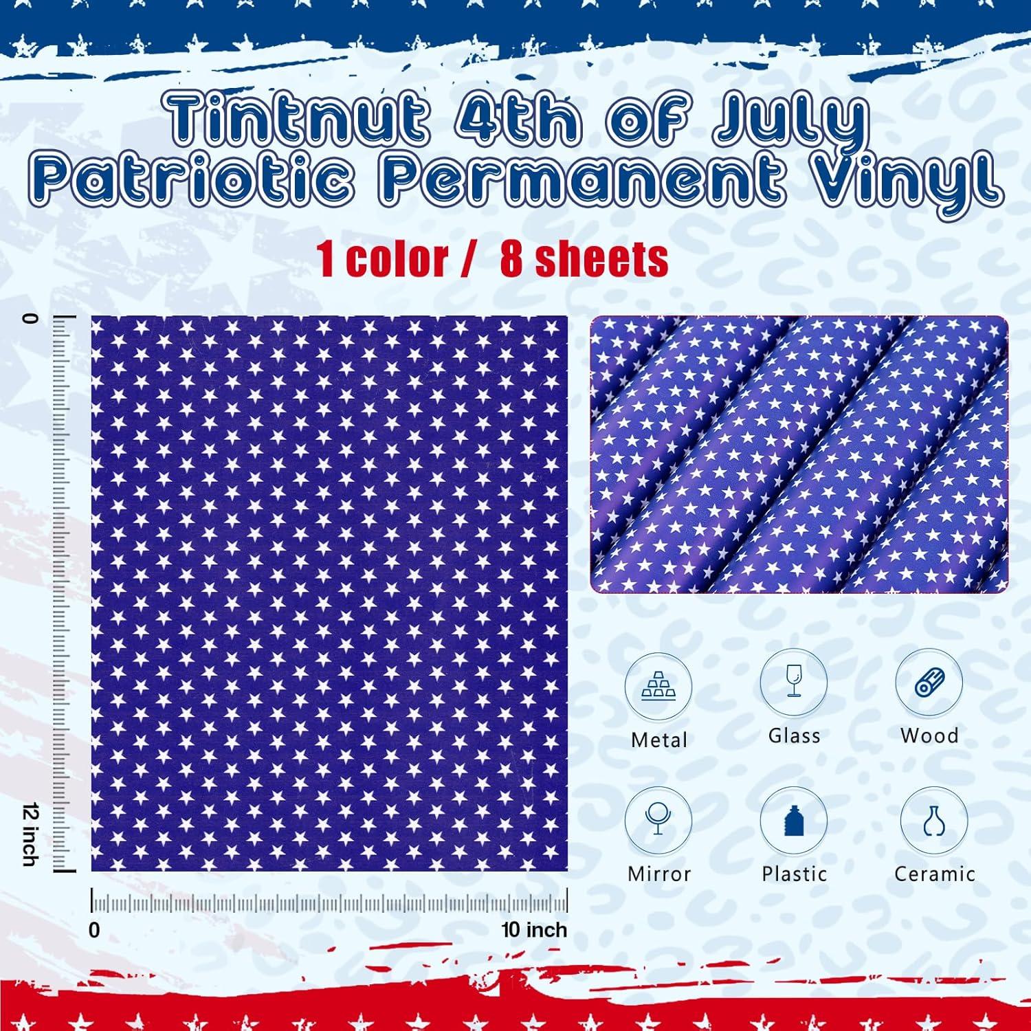 Vinilo Adhesivo Permanente Tintnut - 8 Hojas Bandera Americana 30.48x25.4cm