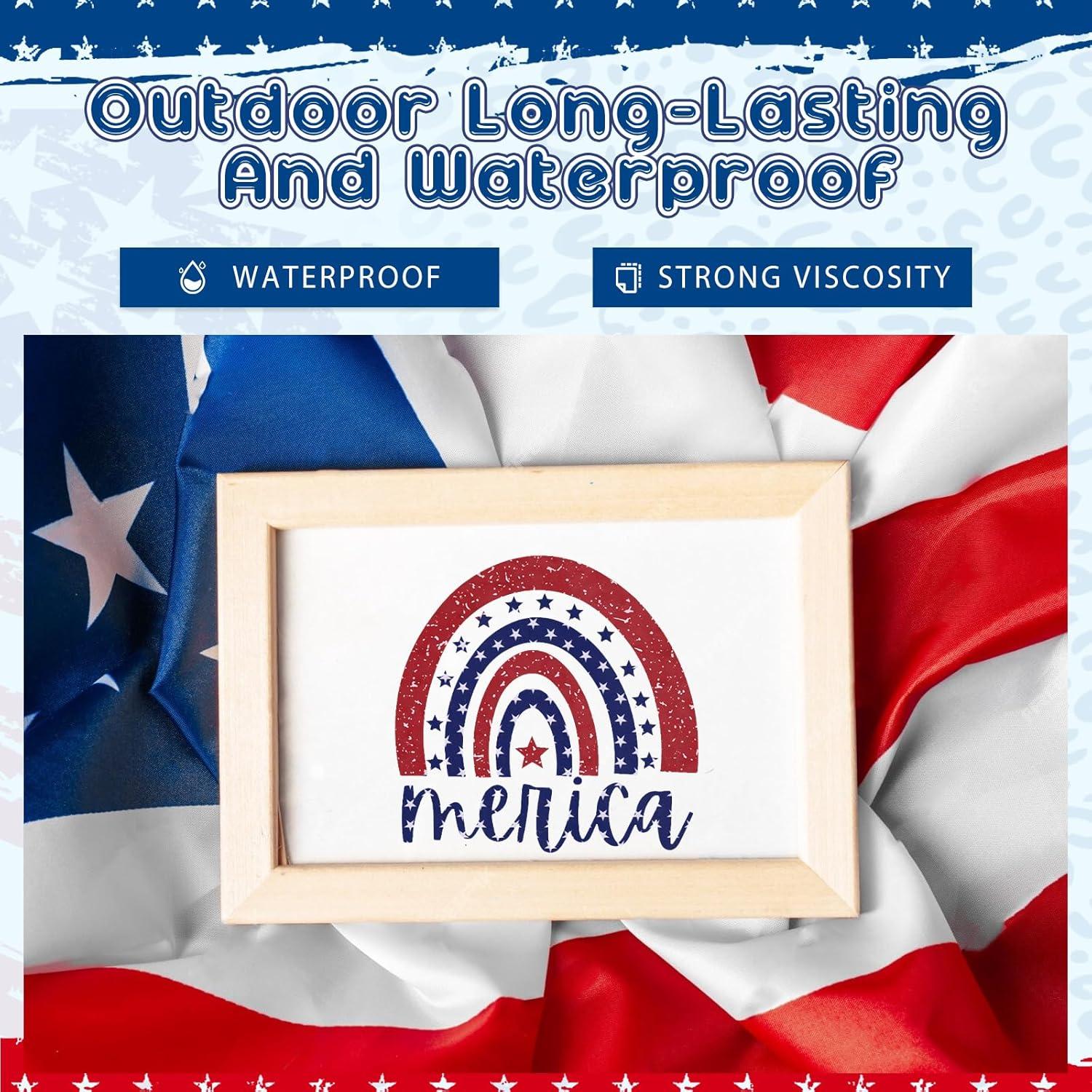 Vinilo Adhesivo Permanente Tintnut - 8 Hojas Bandera Americana 30.48x25.4cm