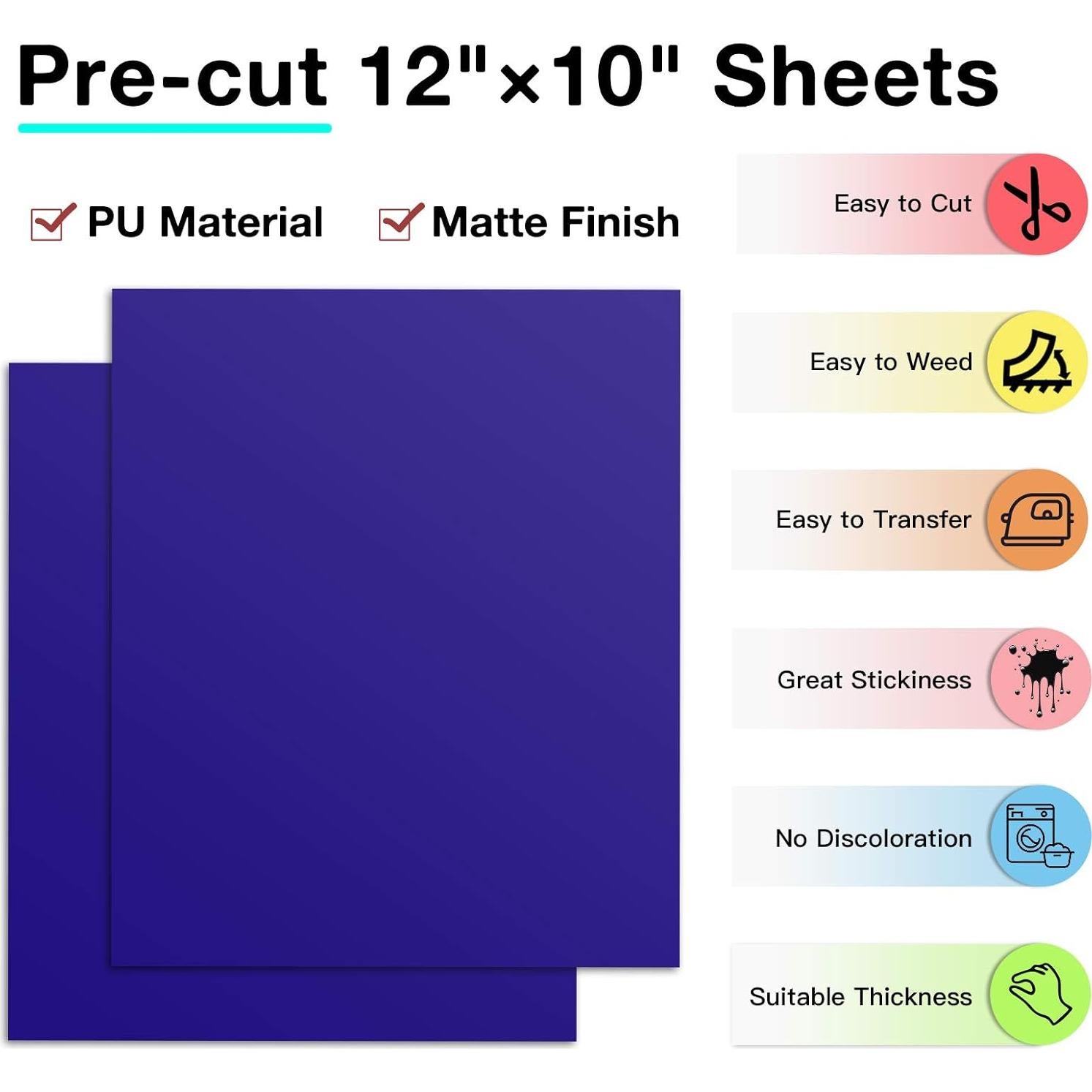 Vinilo de Transferencia de Calor Azul HTV PU 12x25 cm - HTVRONT