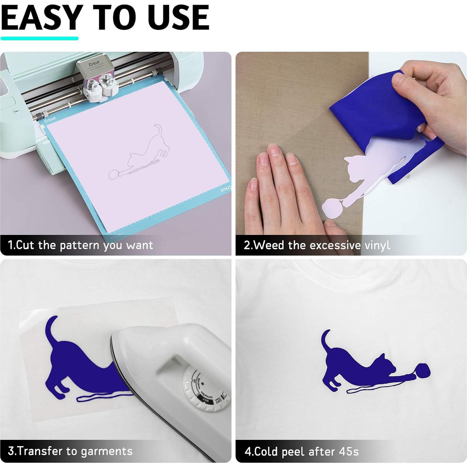 Vinilo de Transferencia de Calor Azul HTV PU 12x25 cm - HTVRONT