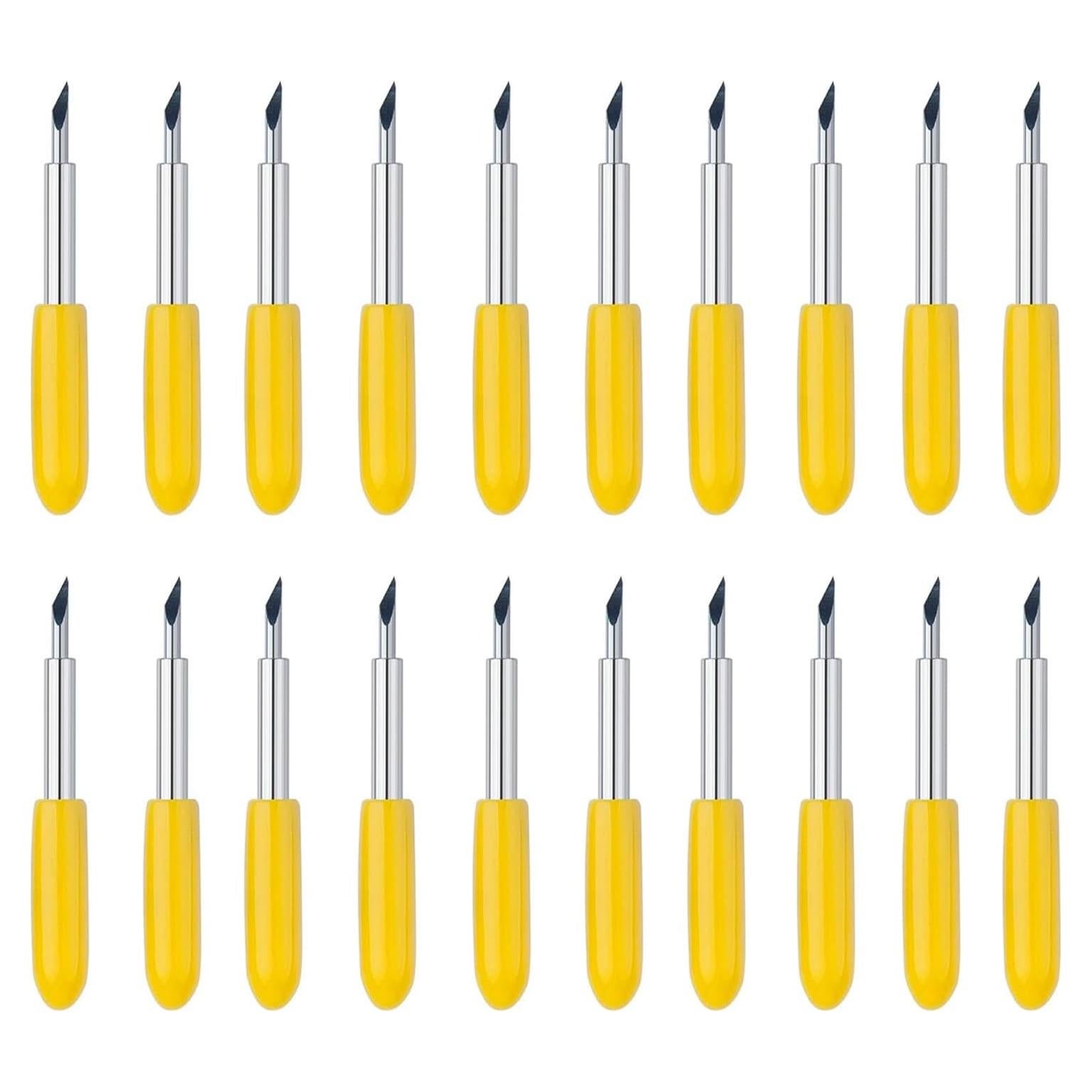 20 Cuchillas de Repuesto Punta Fina Amarillas 30° para Cricut