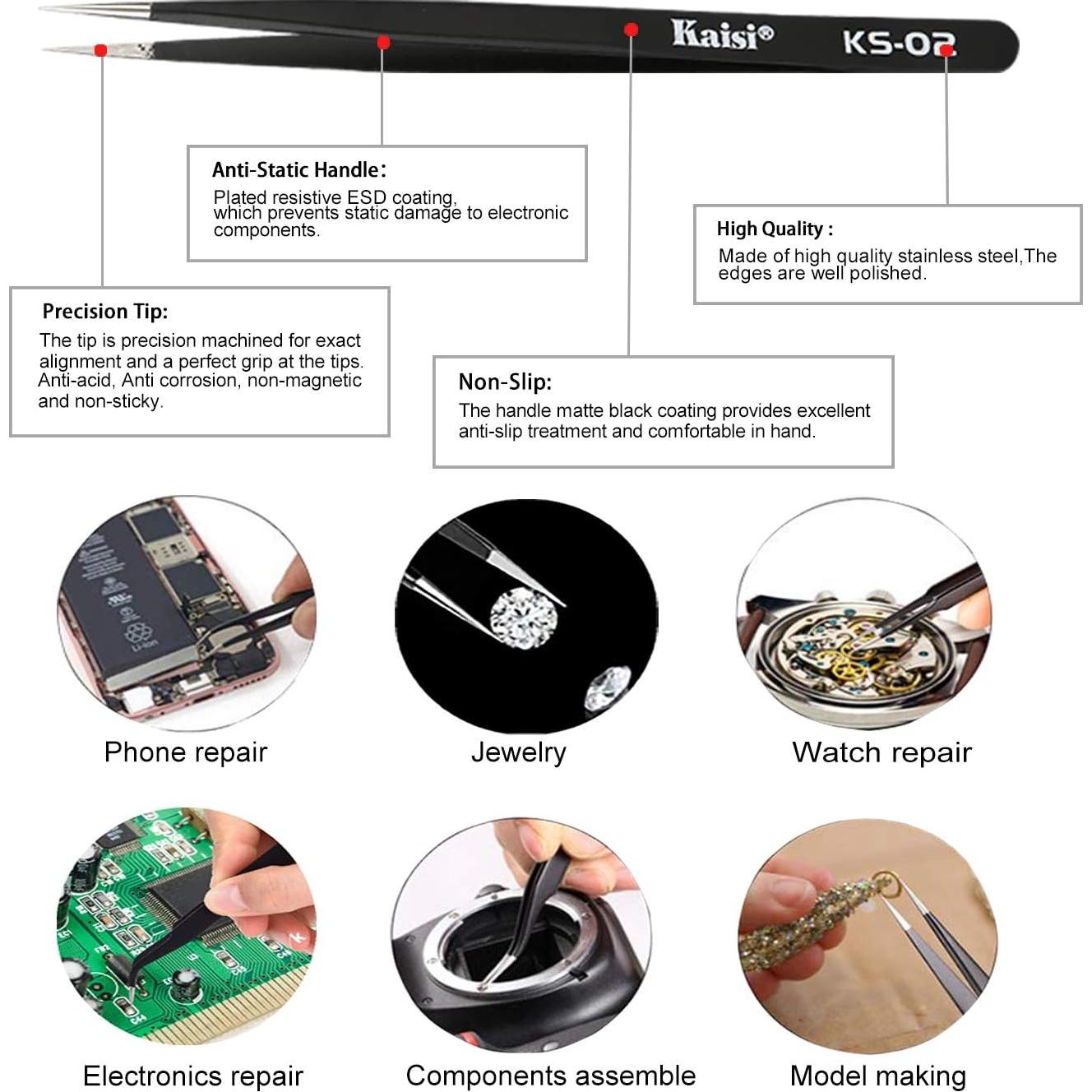 Kaisiking Kit 6 Herramientas Soldadura Doble Cara y Pinzas