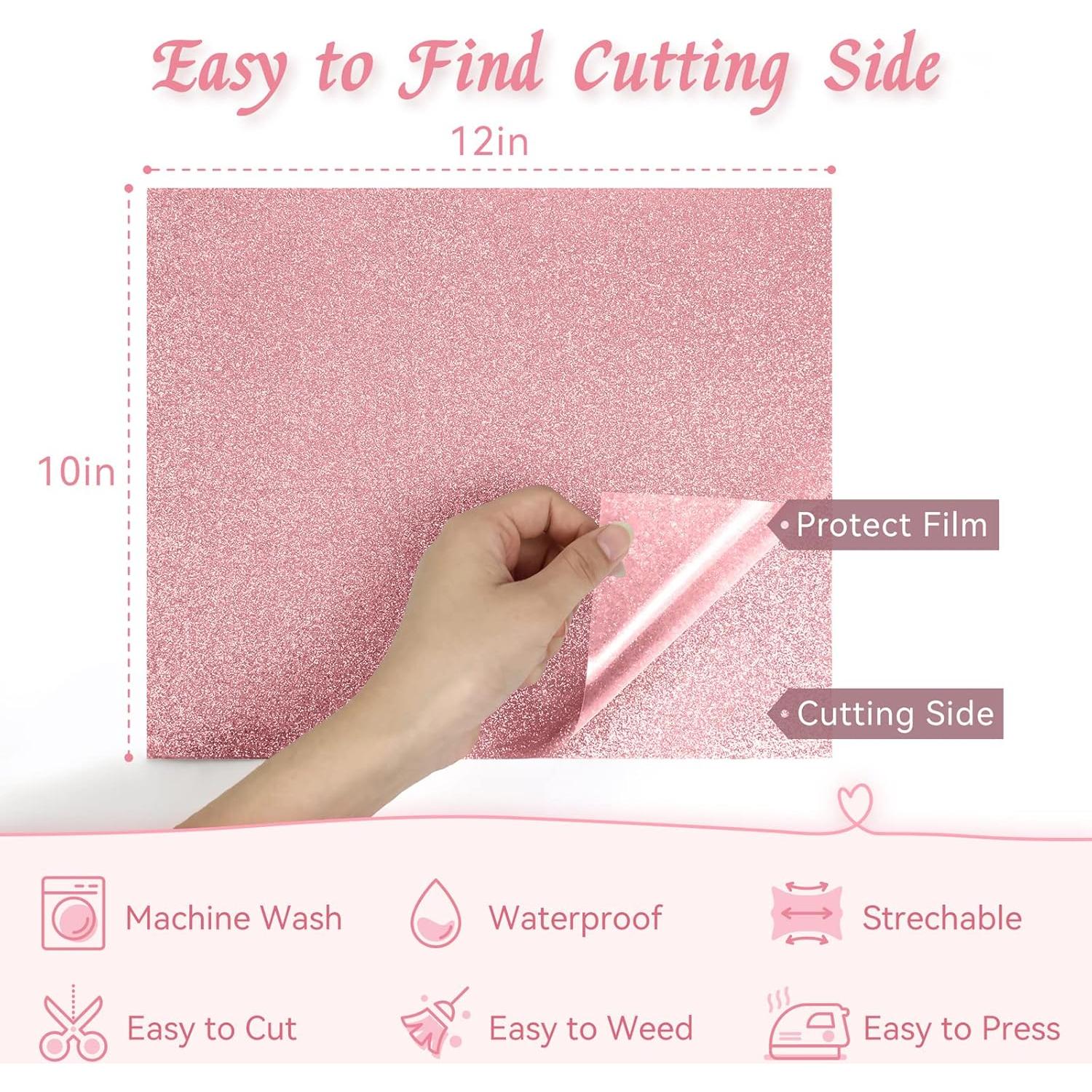 Vinilo de Transferencia de Calor Brillante Rosa KCDDUMK 14 Hojas 30.5x25.4 cm