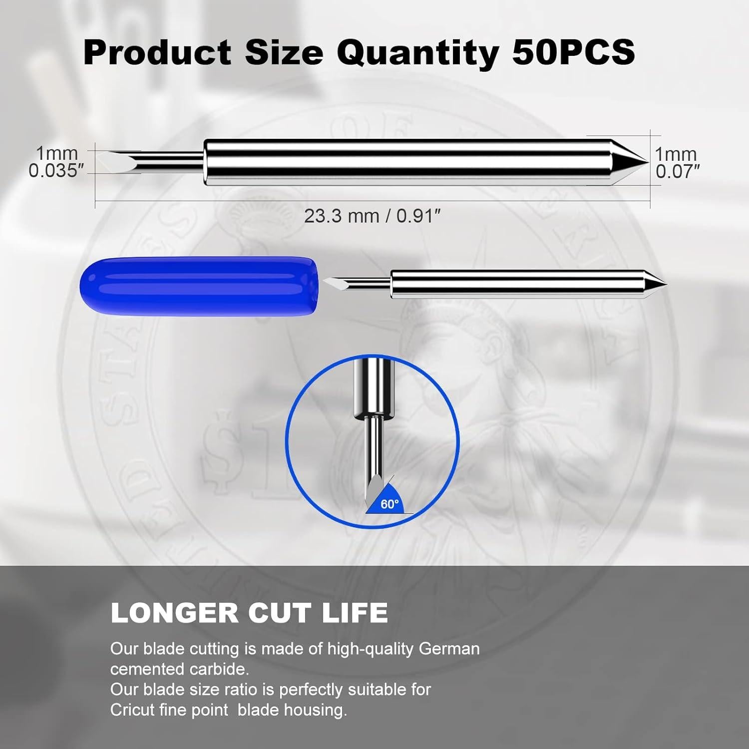50 Cuchillas de Reemplazo 60° Aleybloodes para Cricut
