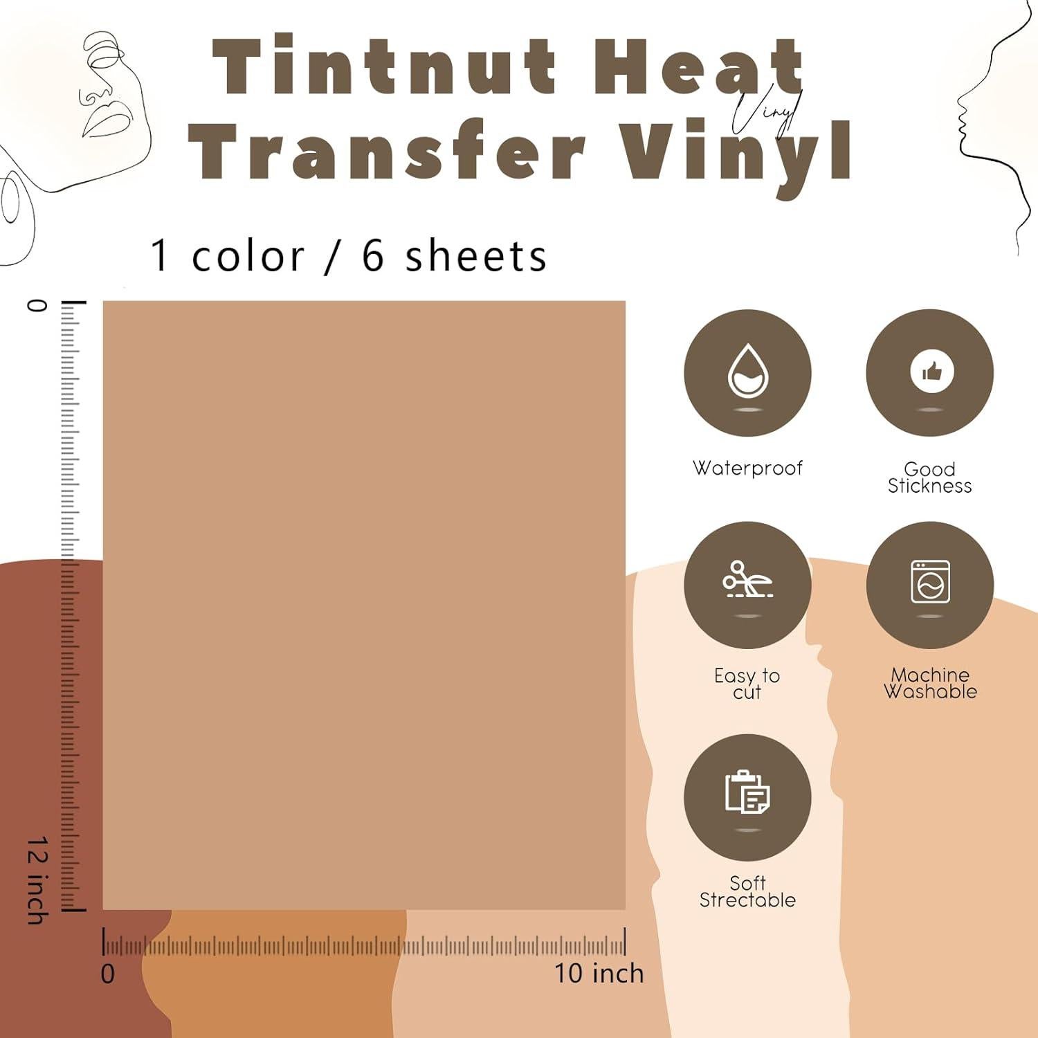 Vinilo de Transferencia de Calor Tintnut Camello 6 Hojas 30.48x25.4cm