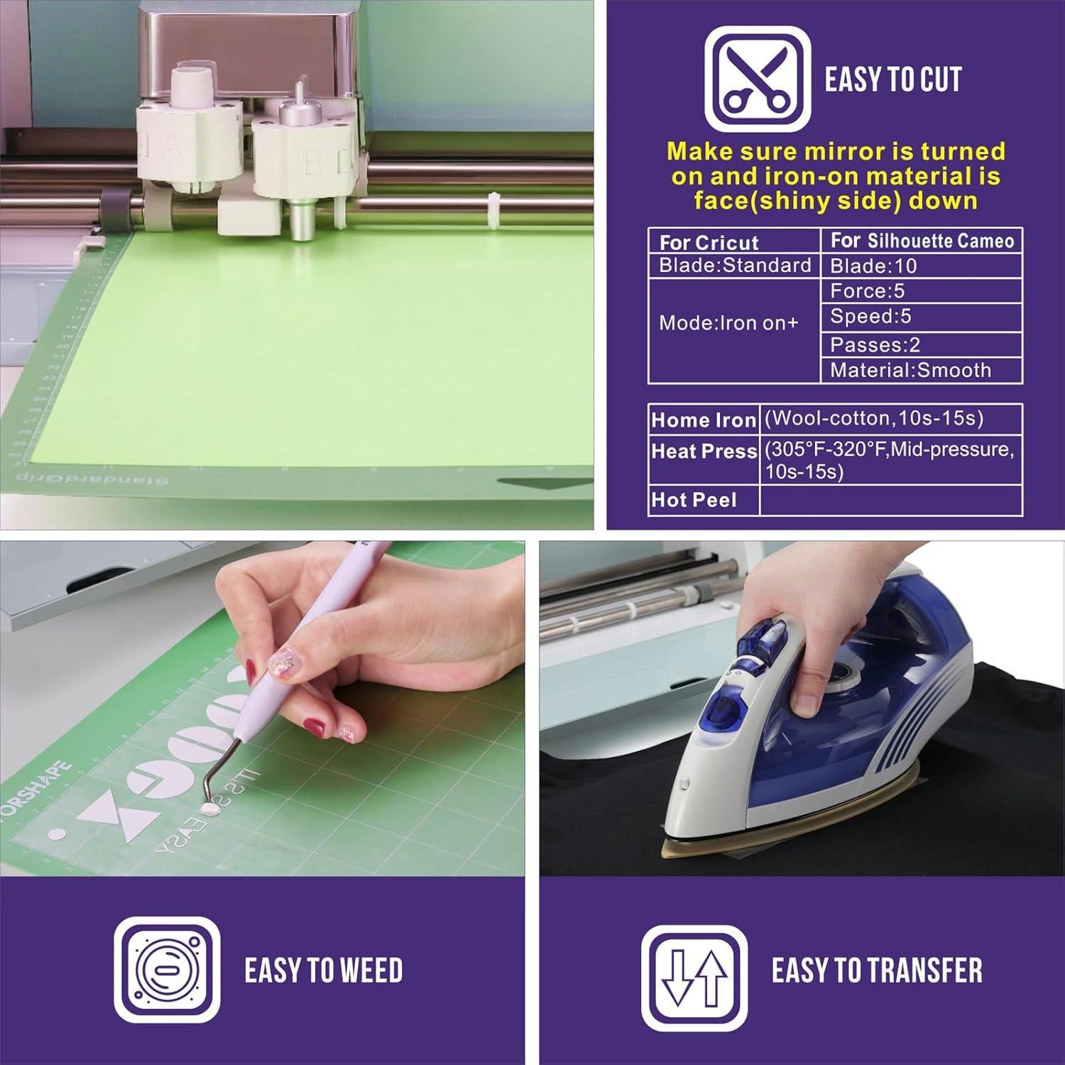 Rollo de Vinilo de Transferencia de Calor Sooez 3.66m Púrpura