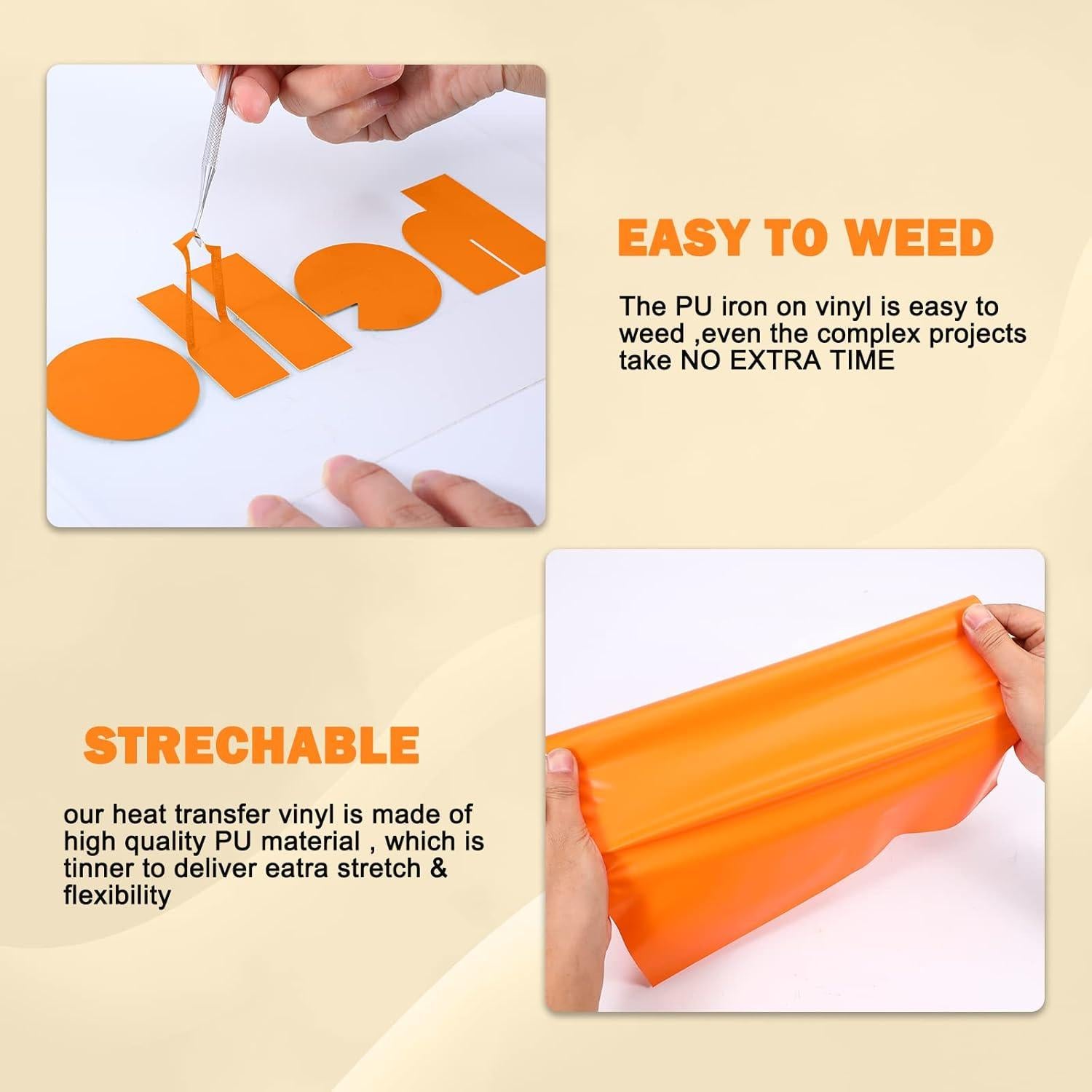 Vinilo de Transferencia de Calor XSEINO Naranja 30.48 cm x 21.34 m