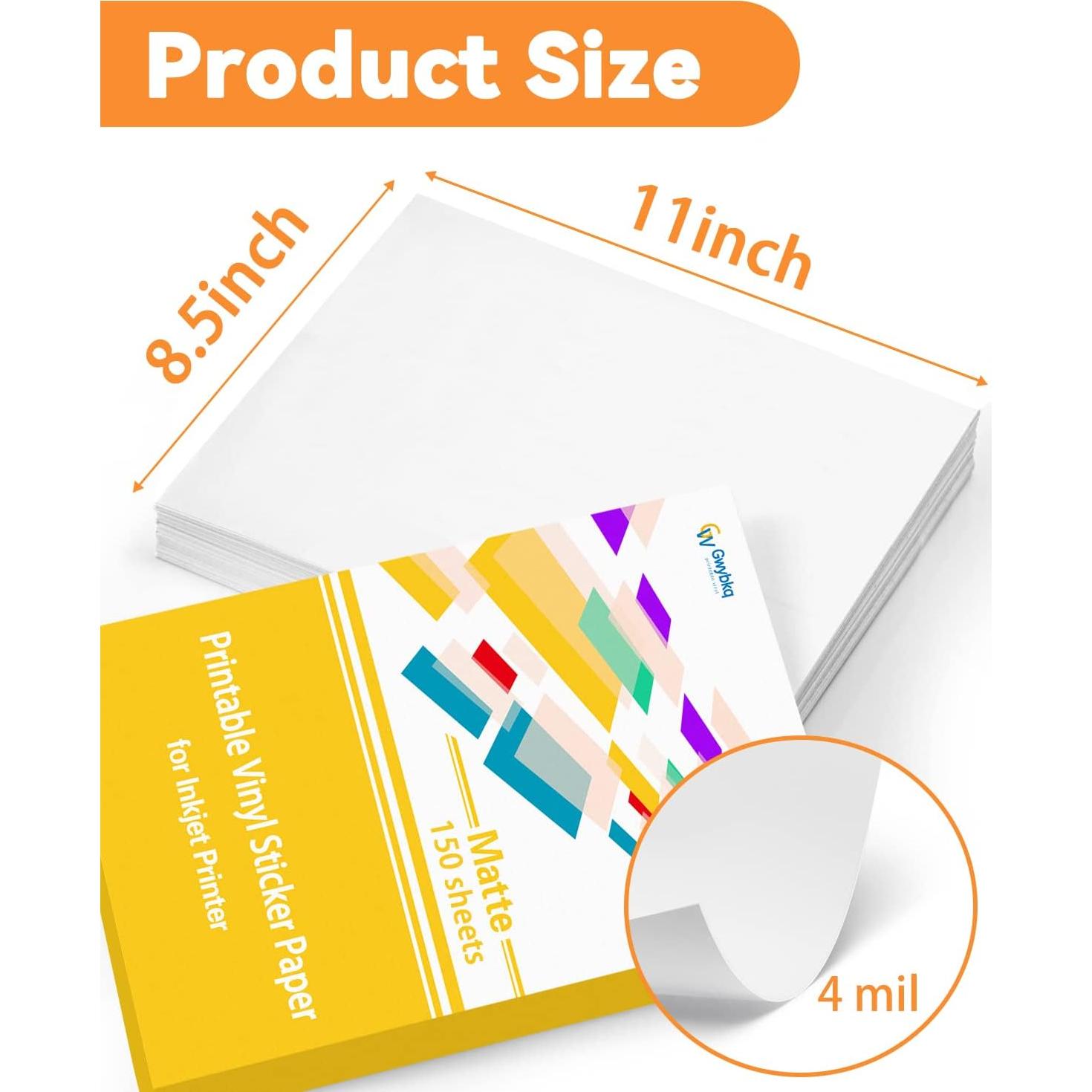 Papel de Etiquetas Mate Gwybkq 150 Hojas 21.6x27.9 cm