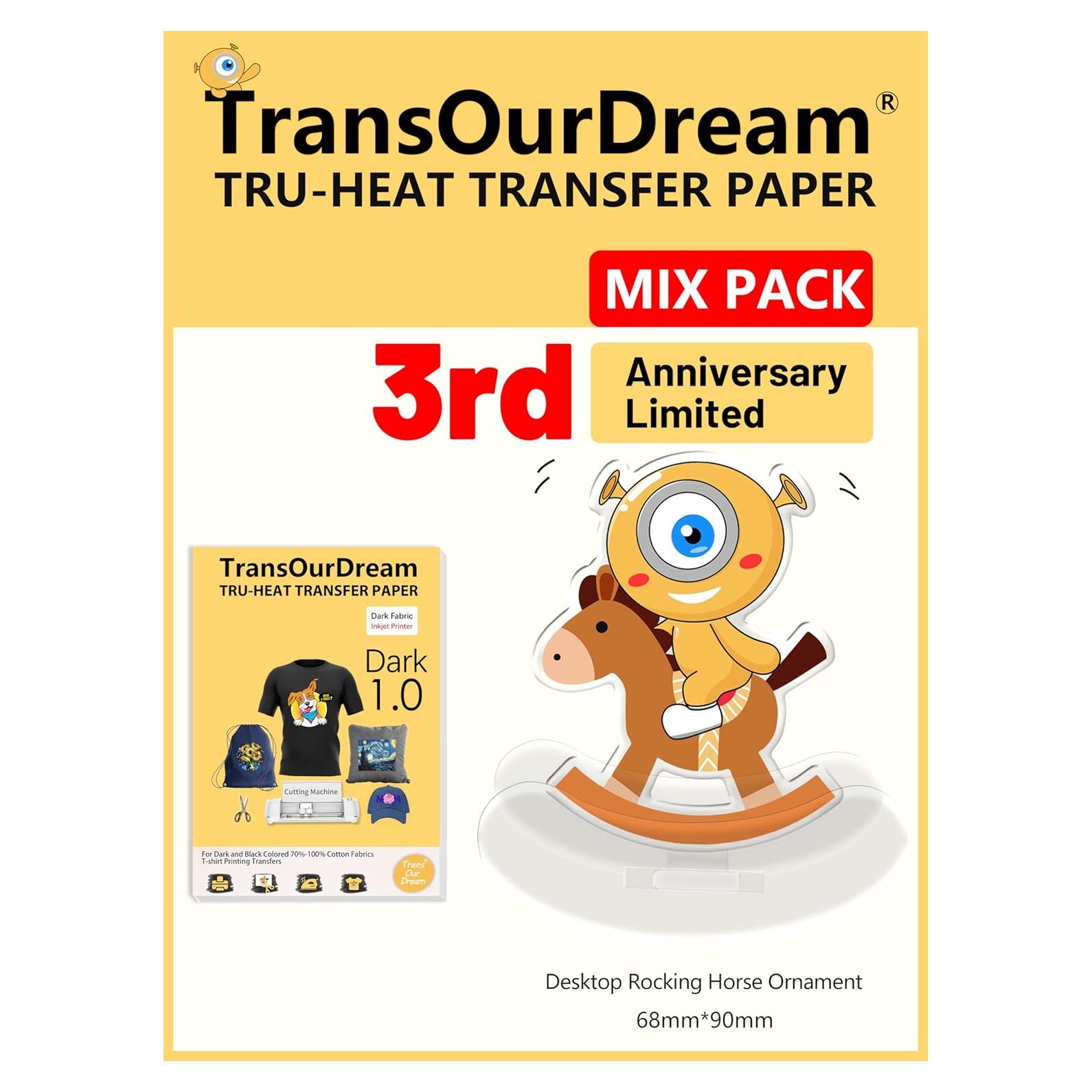 Papel de Transferencia Térmica Oscuro TransOurDream 50 Hojas 21.6x27.9 cm