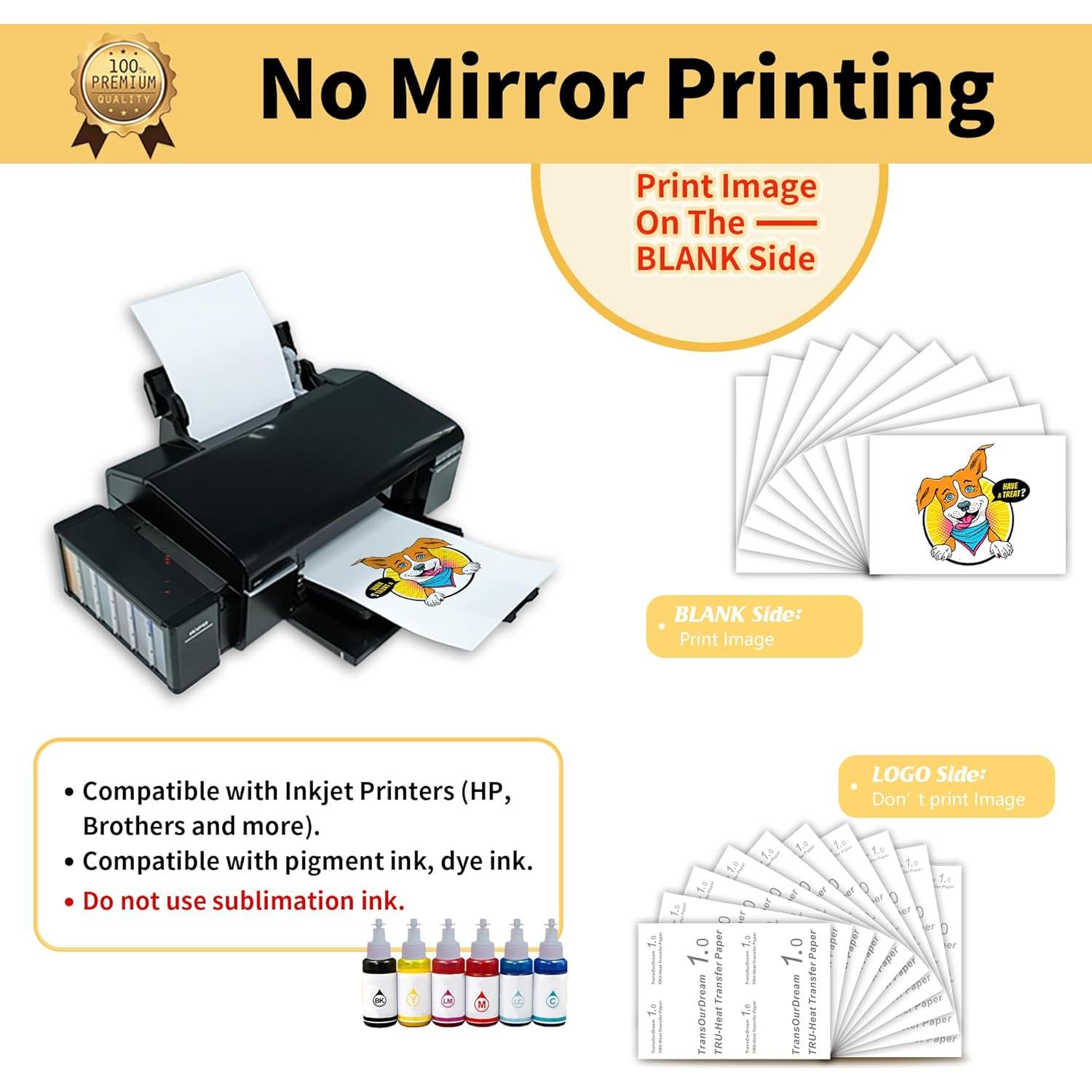 Papel de Transferencia Térmica Oscuro TransOurDream 50 Hojas 21.6x27.9 cm