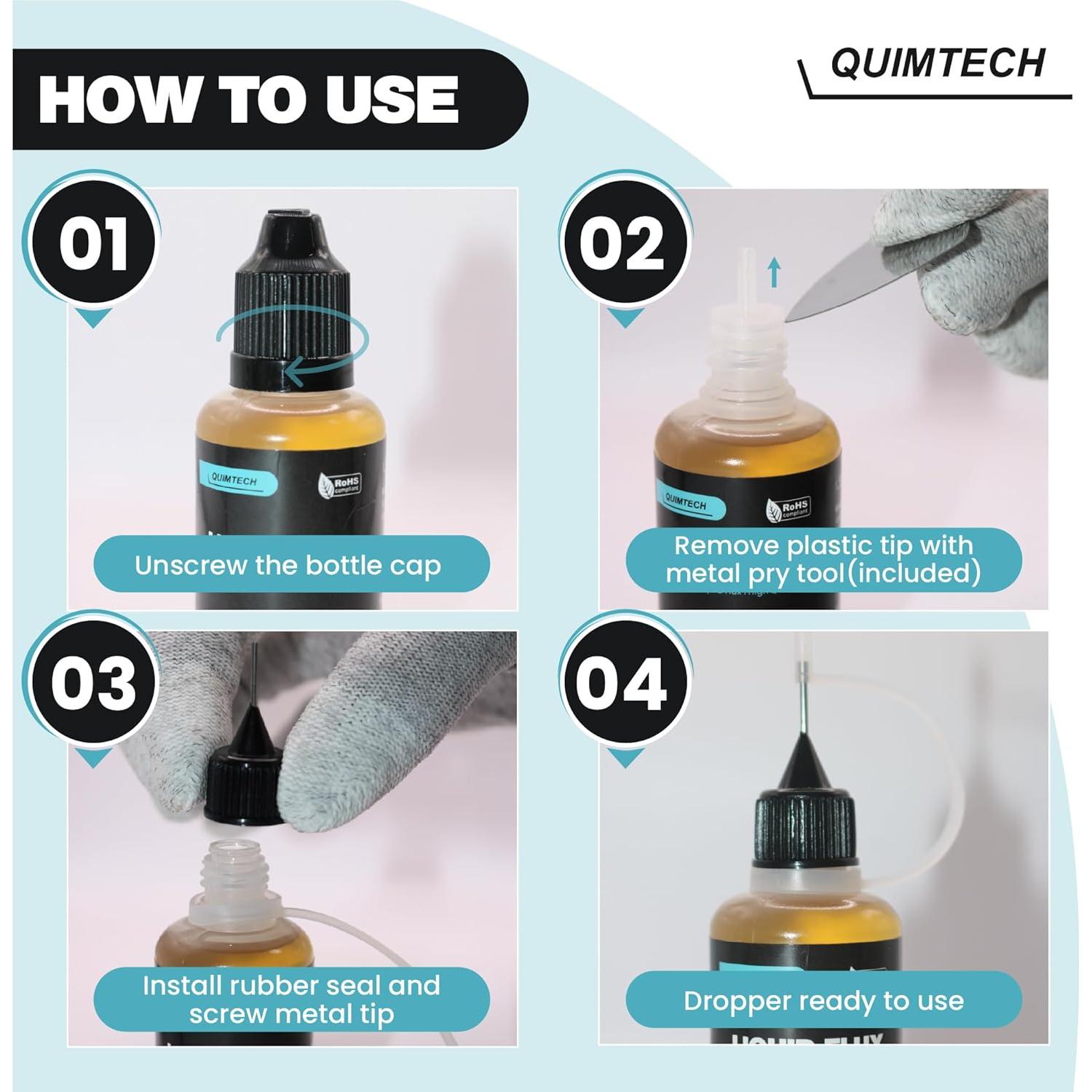 Gotero Fluxo de Soldadura Líquido Quimtech 30 ml RMA