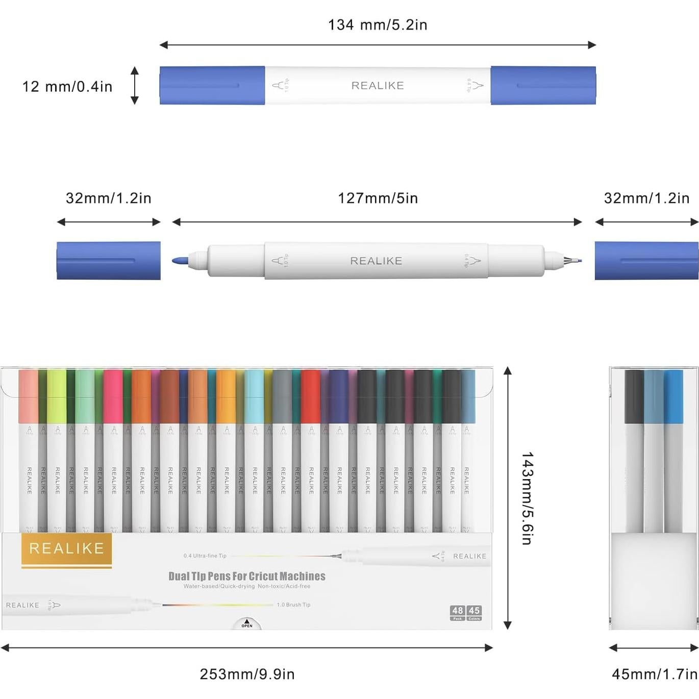 Marcadores Doble Punta REALIKE para Cricut Joy - 48 Colores
