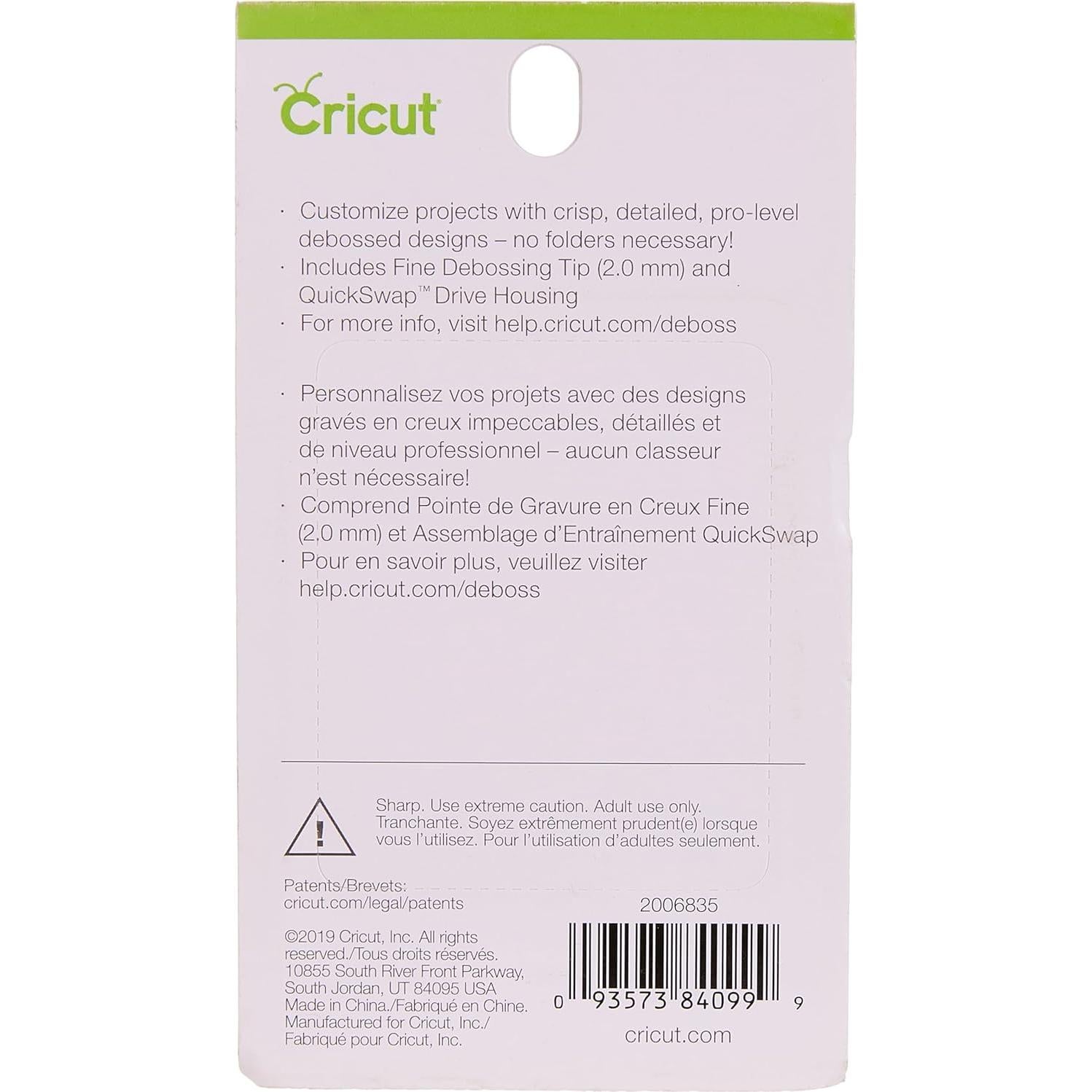 Punta de Debossing Fina Cricut + Carcasa QuickSwap 30g