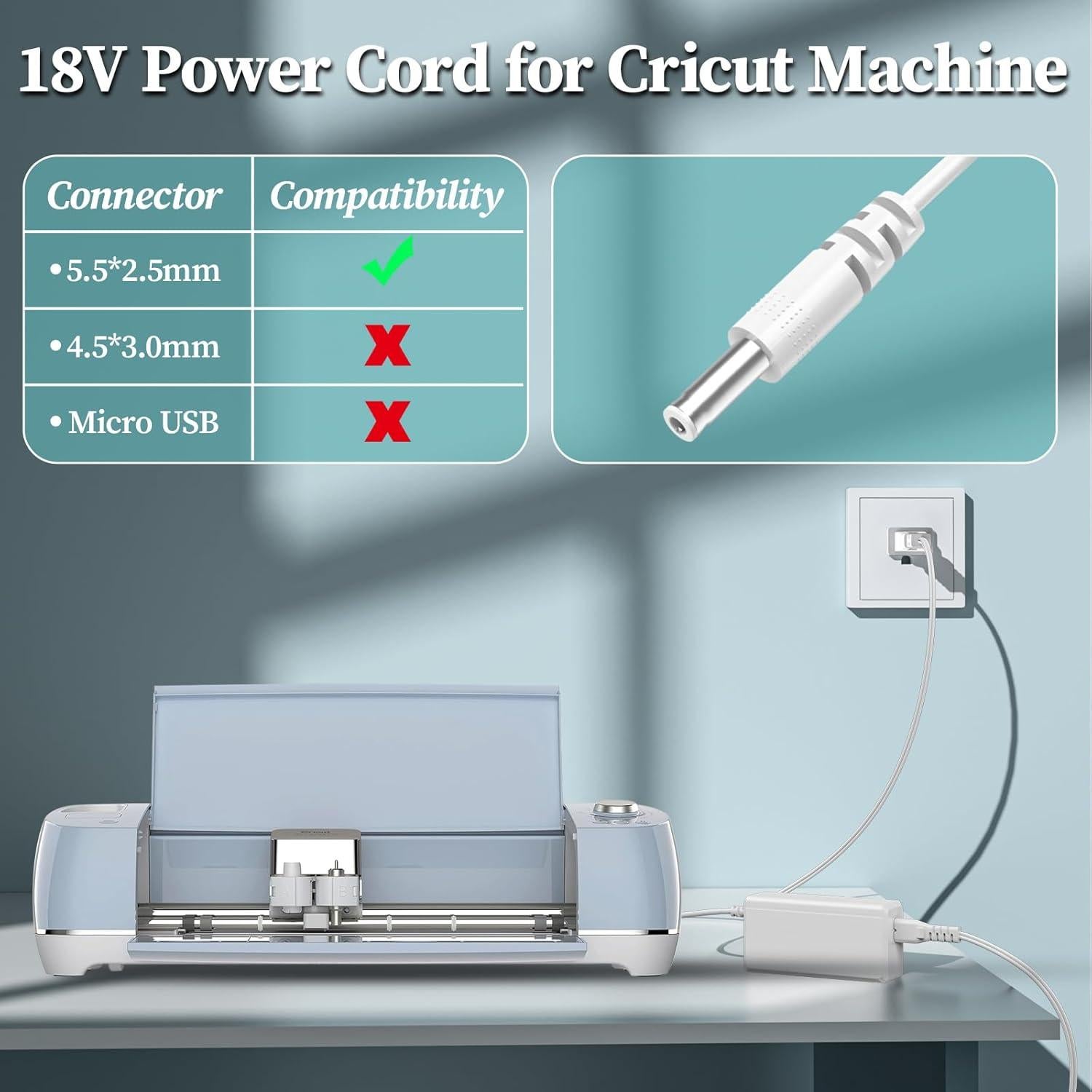 Cable de Alimentación 18V DONYOIE para Cricut Maker y Explore