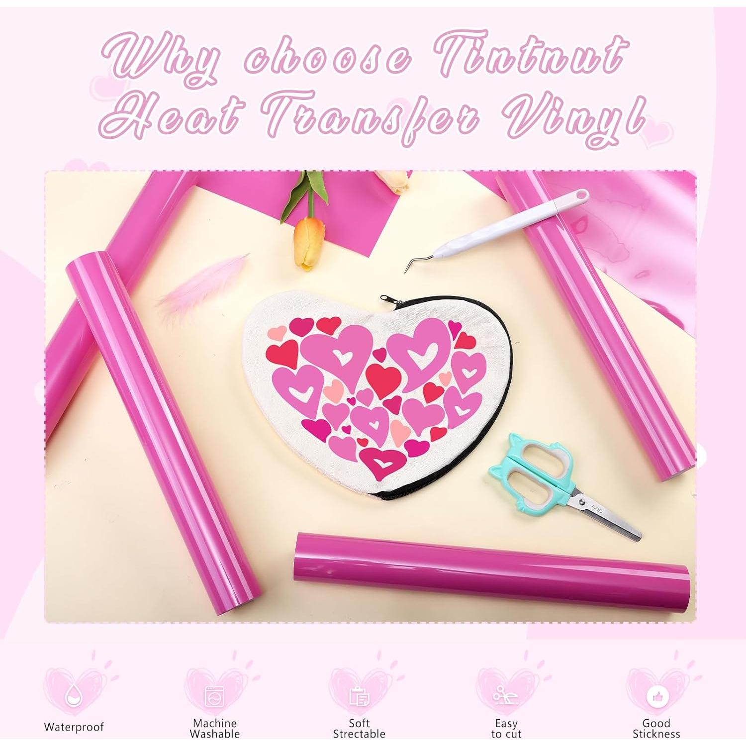 Vinilo de Transferencia de Calor Tintnut Rosa 6 Hojas 30.48x25.4 cm