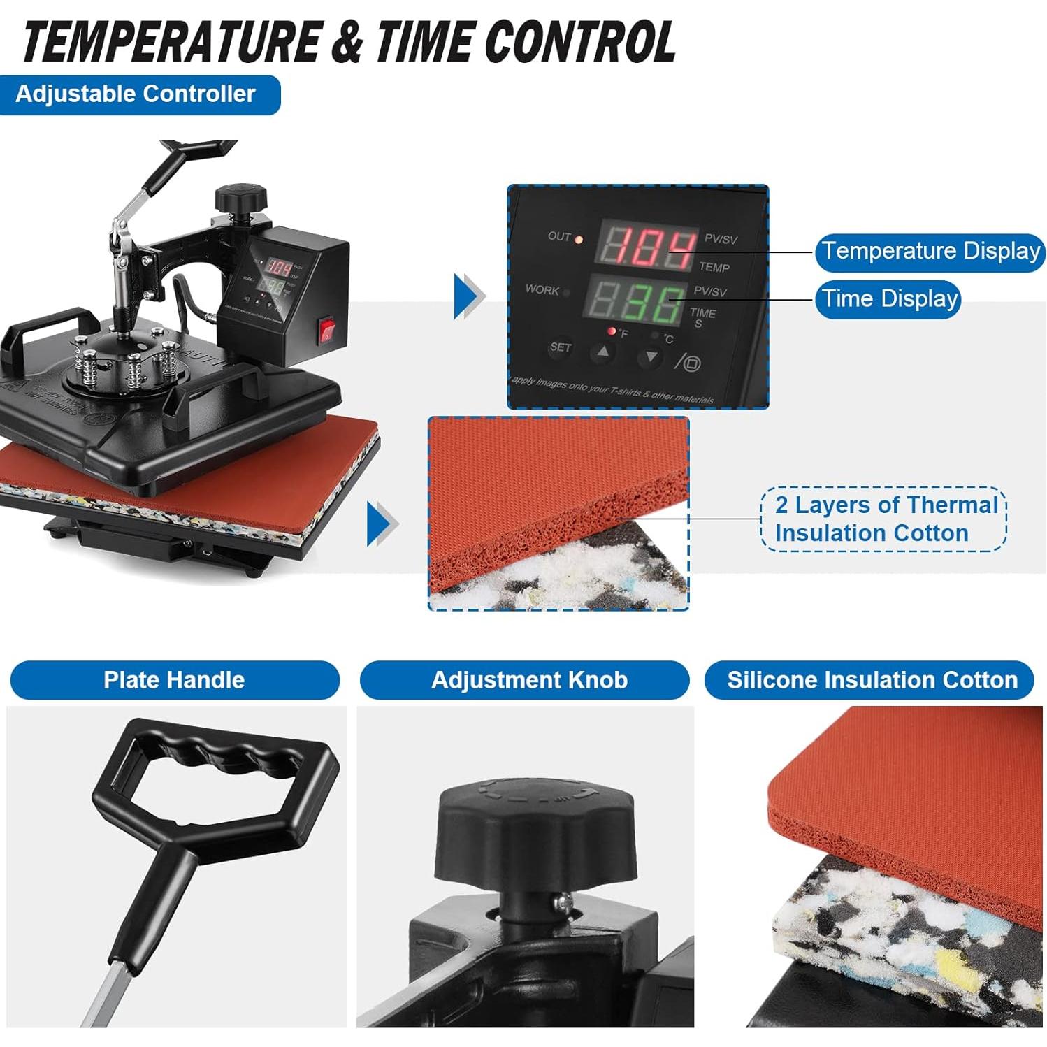 Máquina de Prensa de Calor 8 en 1 Topdeep 30x38 cm