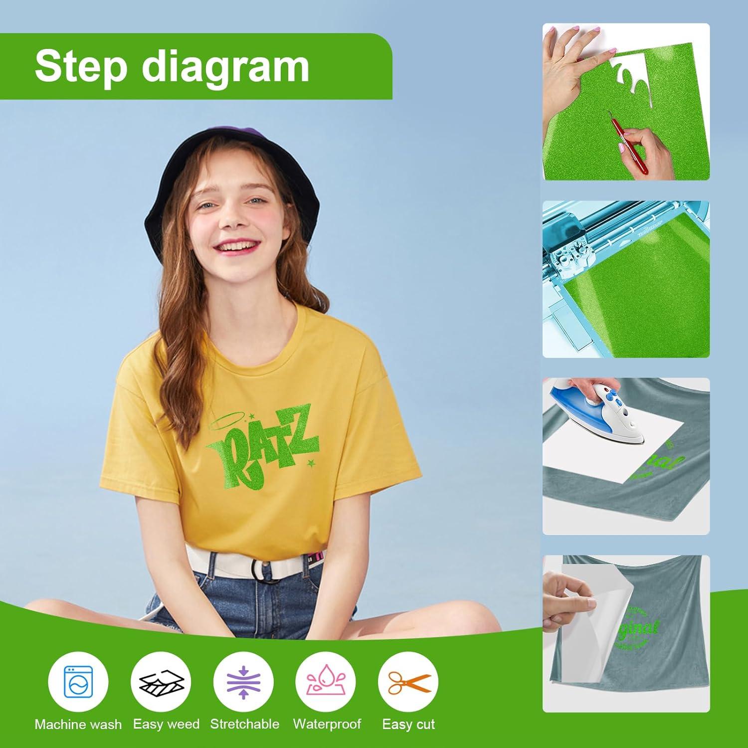 Vinilo de Transferencia de Calor HTV Brillante HYQJJ Verde 30.48x3.05m